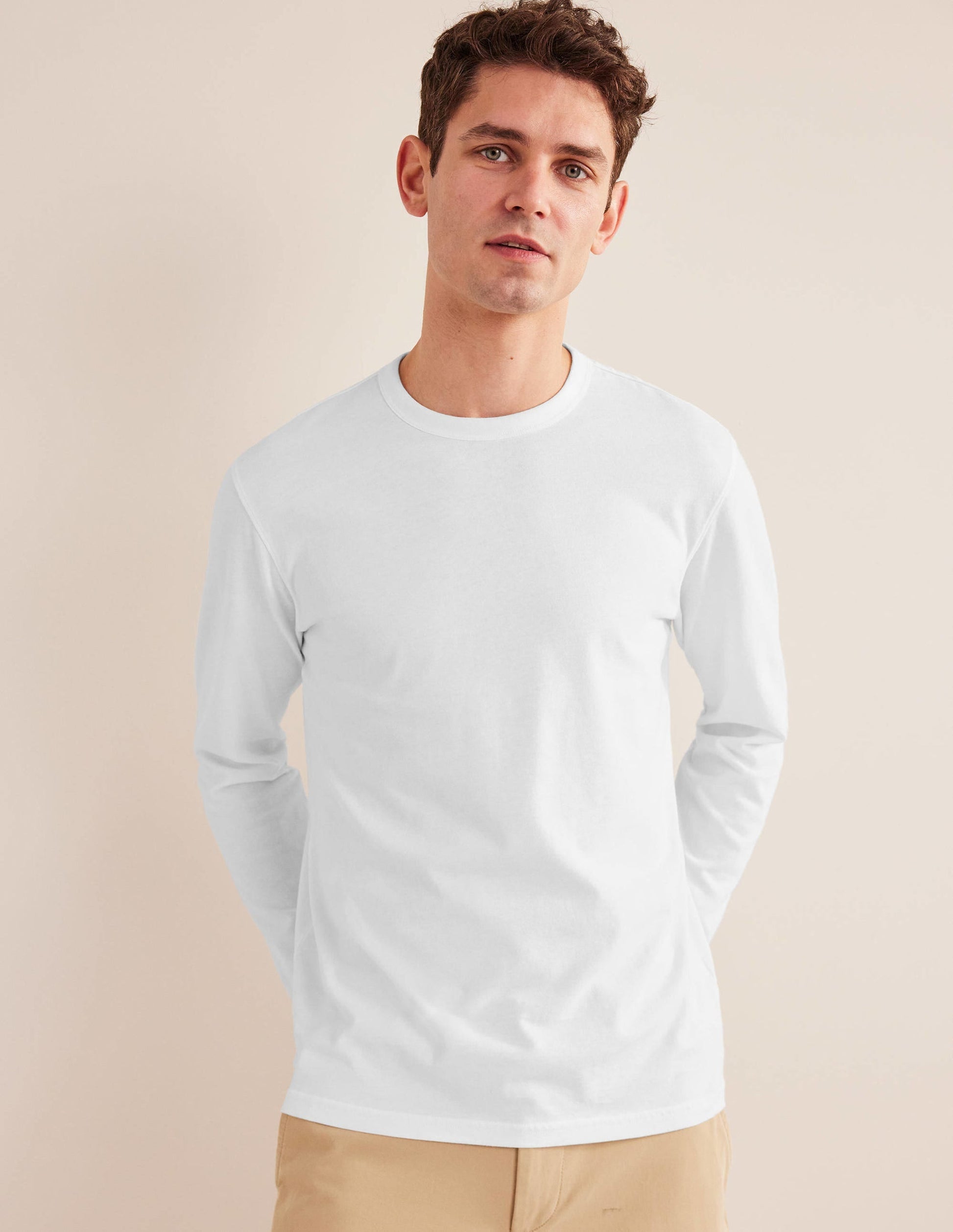 Slim Fit Long Sleeve T-shirt-White-1
