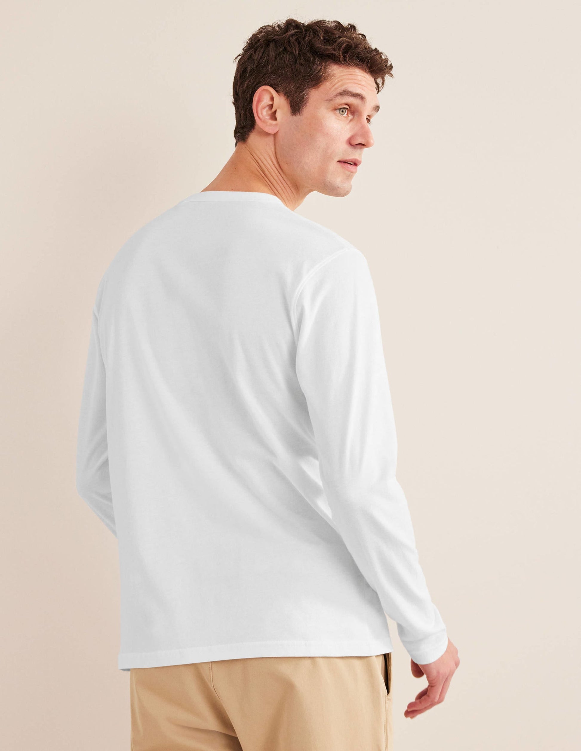 Slim Fit Long Sleeve T-shirt-White-3