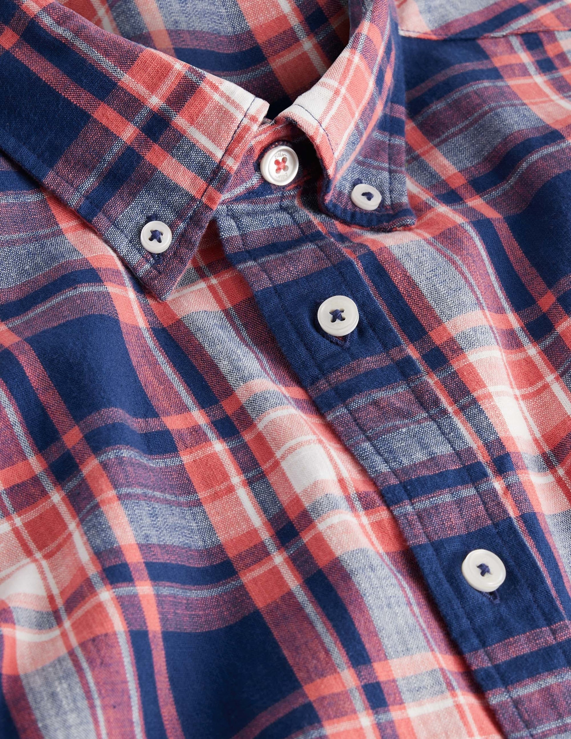 Button Down Slim Fit Shirt-Faded Red Check-6