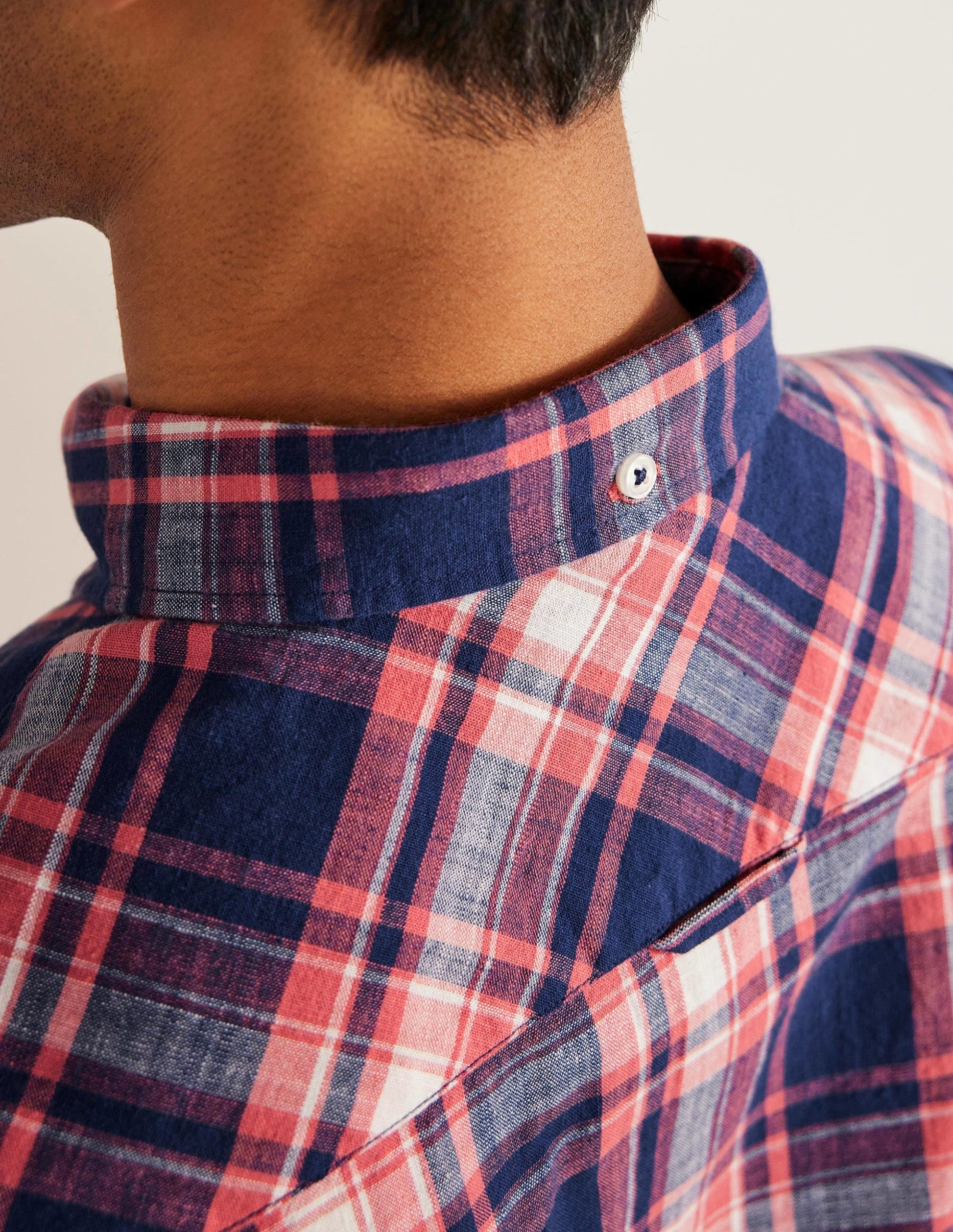 Button Down Slim Fit Shirt-Faded Red Check-2