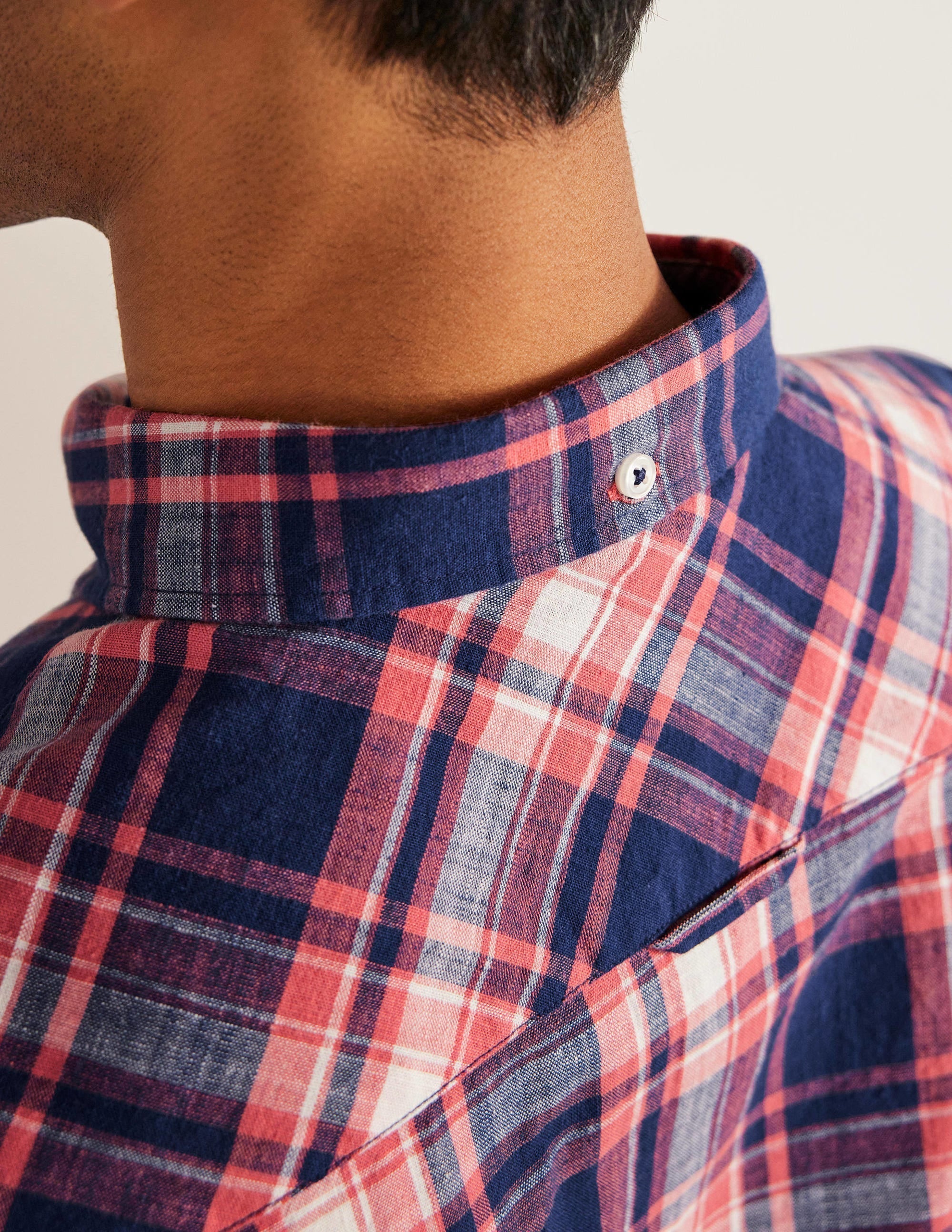 Button Down Slim Fit Shirt-Faded Red Check - Image 2