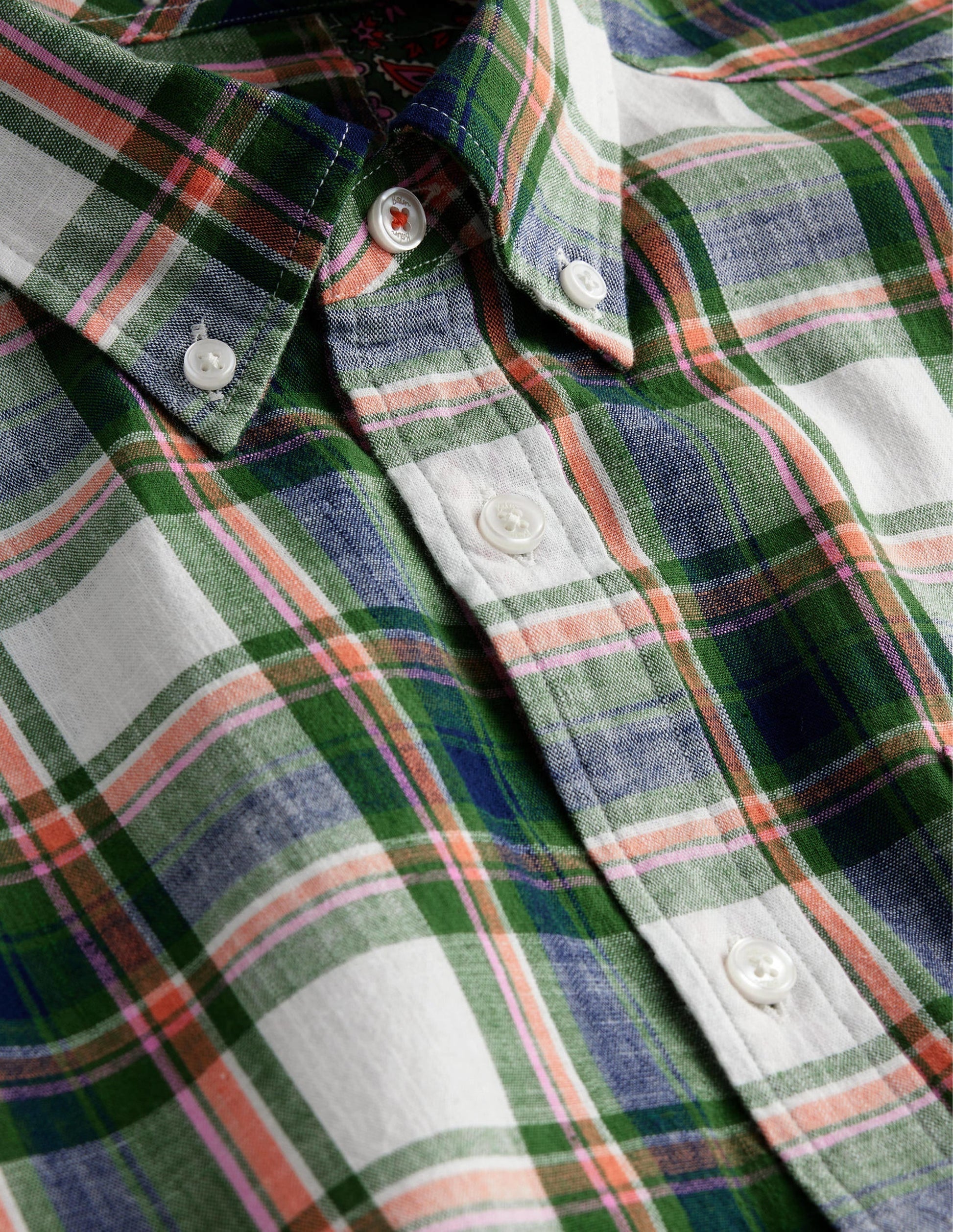 Button Down Slim Fit Shirt-Broad Bean Check-6
