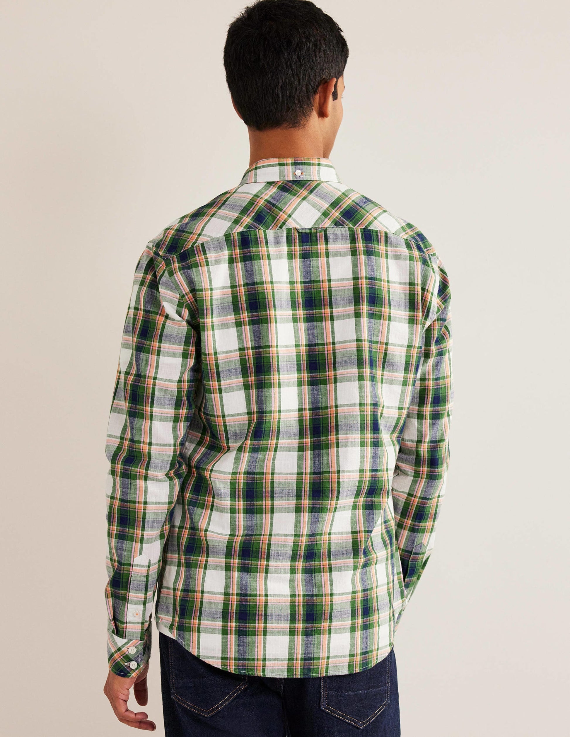 Button Down Slim Fit Shirt-Broad Bean Check-3