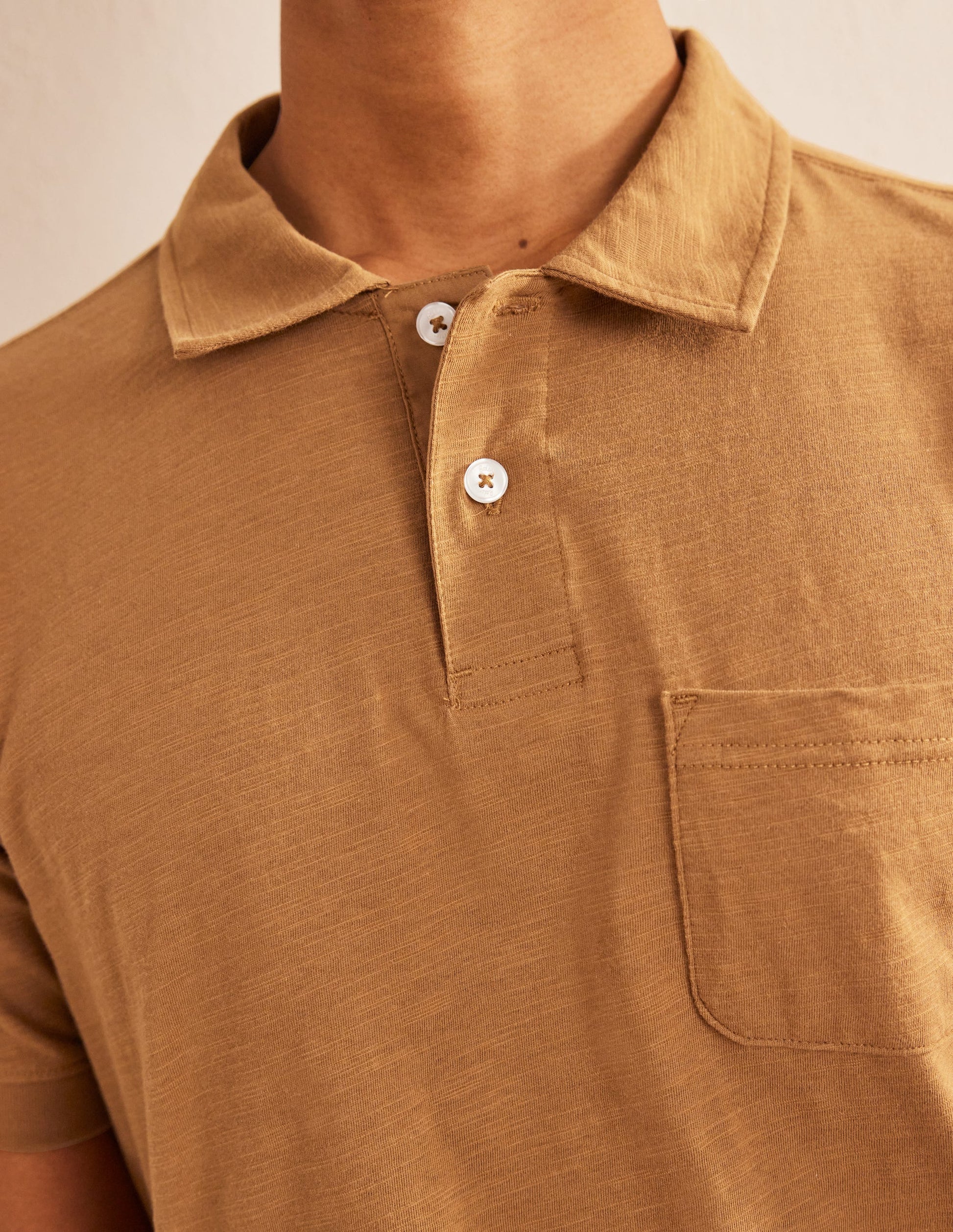 Slub Jersey Short Sleeve Polo-Teddy Bear Brown-2