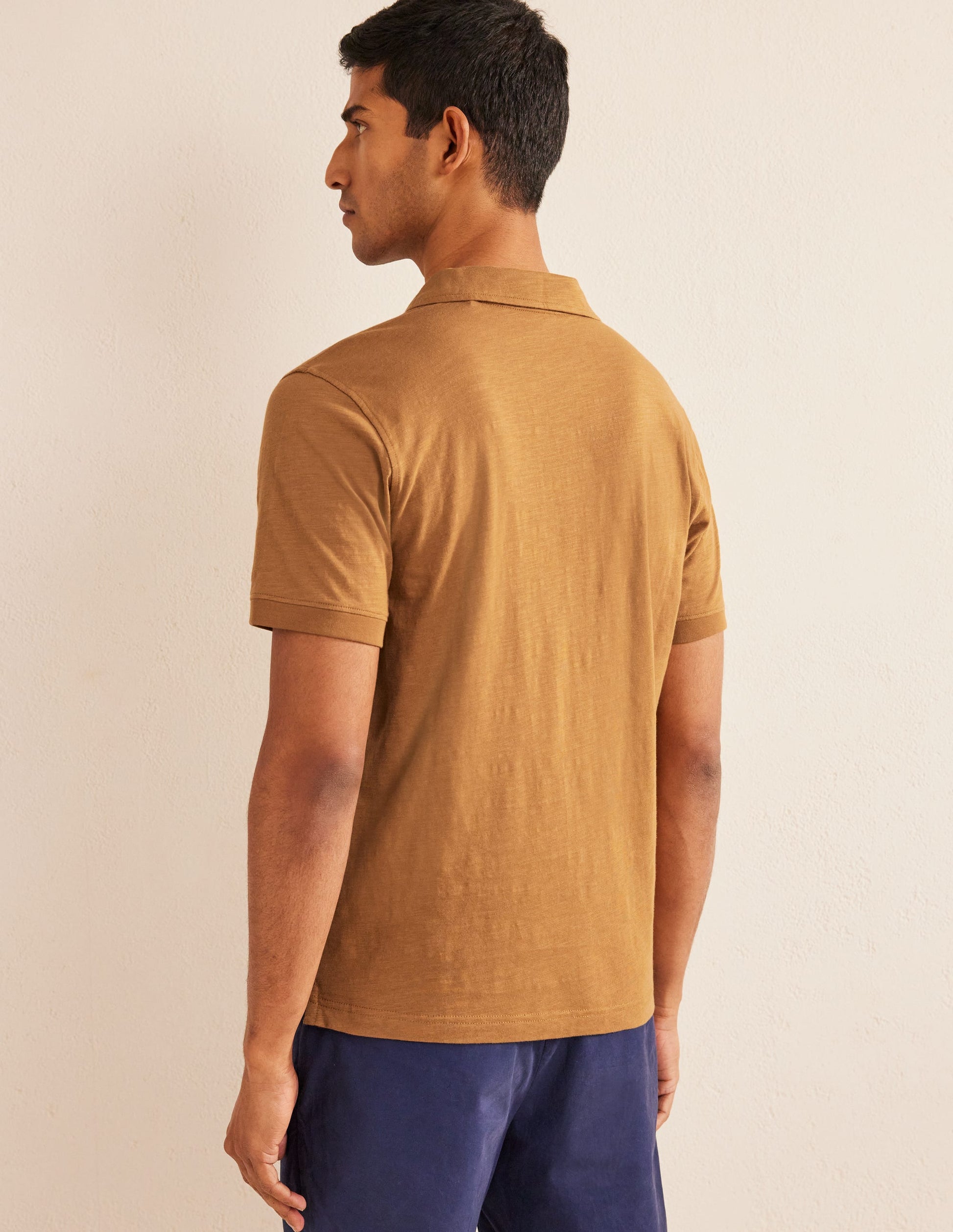 Slub Jersey Short Sleeve Polo-Teddy Bear Brown-3