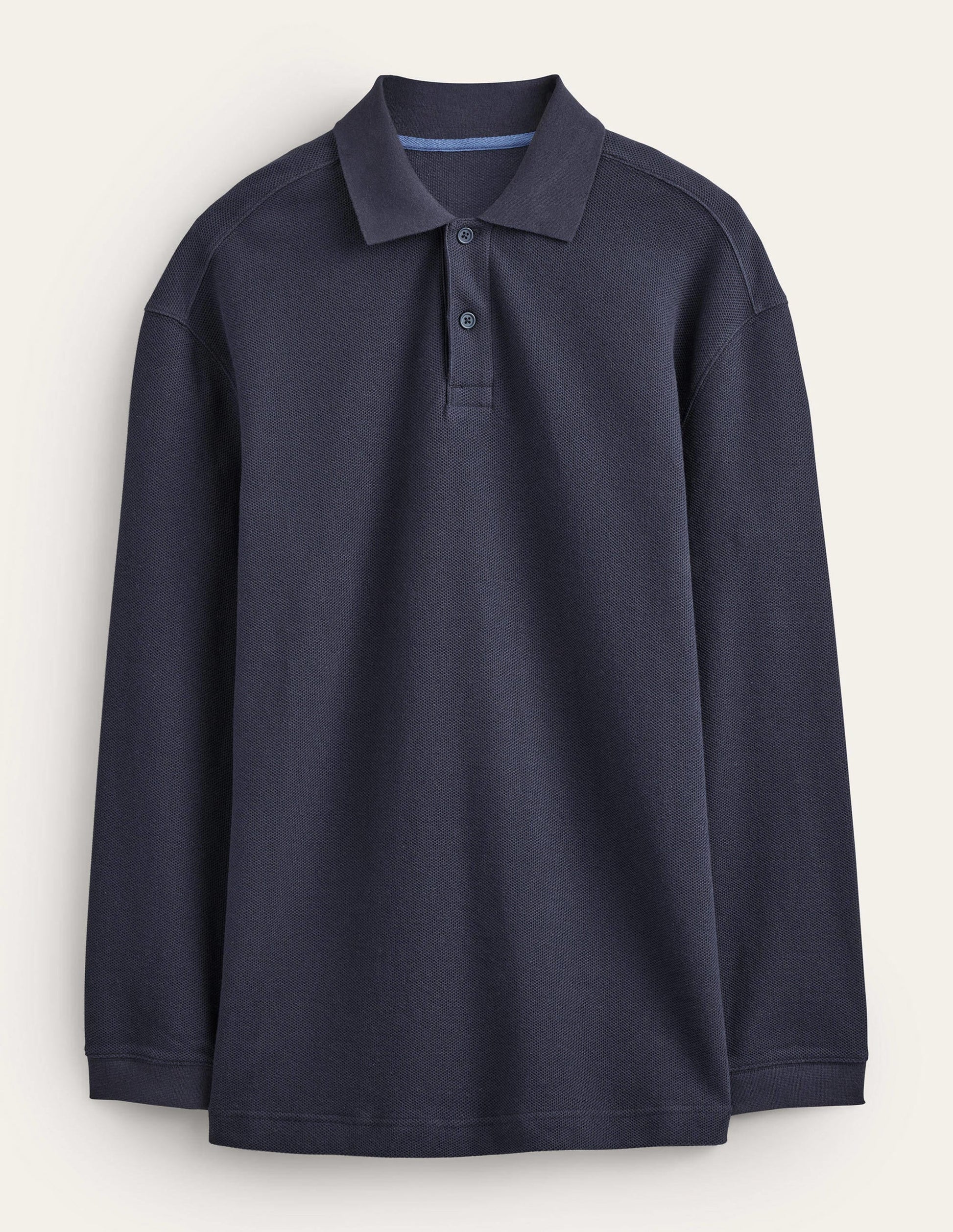 Relaxed Long Sleeve Polo-Navy-5