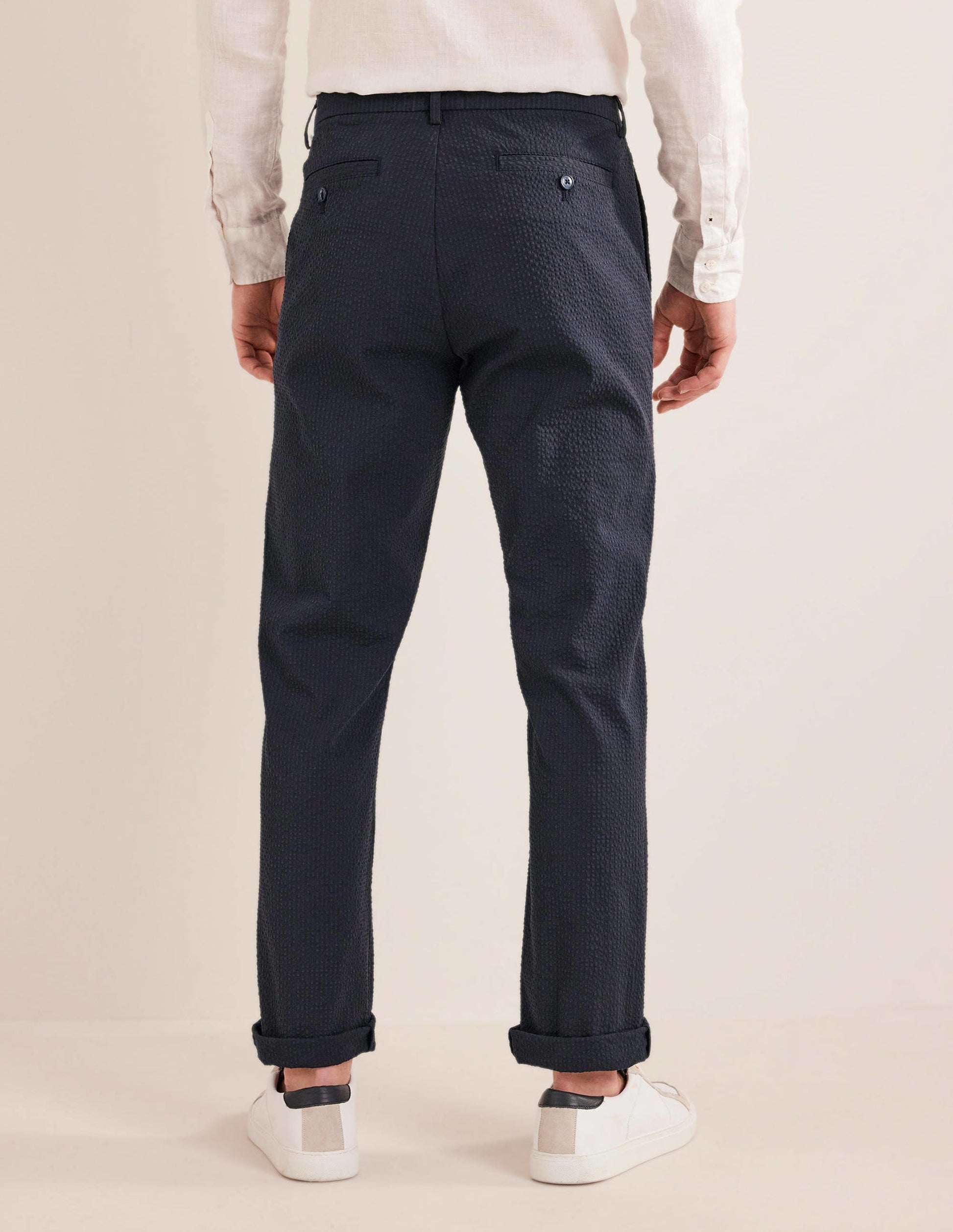 Smart Seersucker Trouser-Navy Seersucker-3