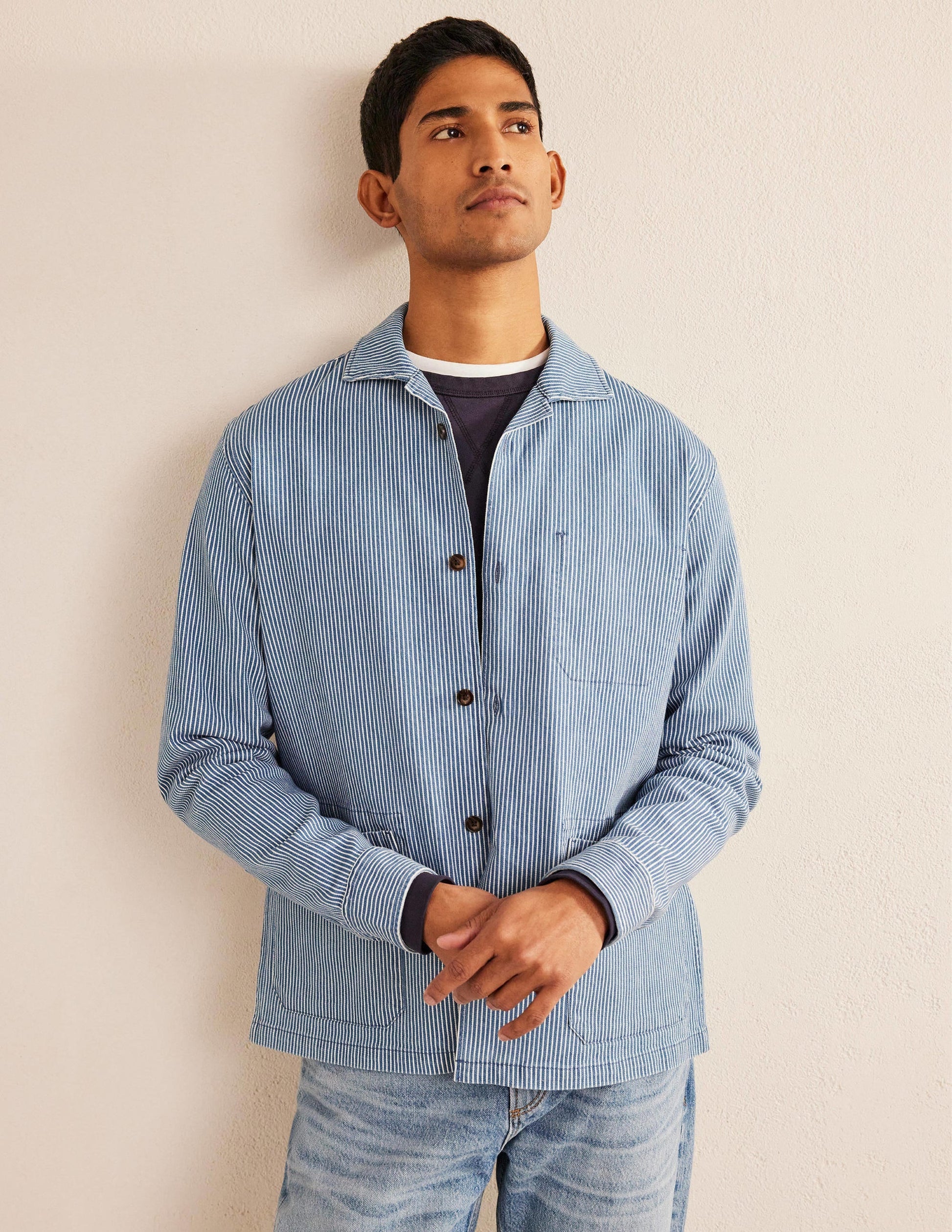 Twill Overshirt-Indigo Ticking-4
