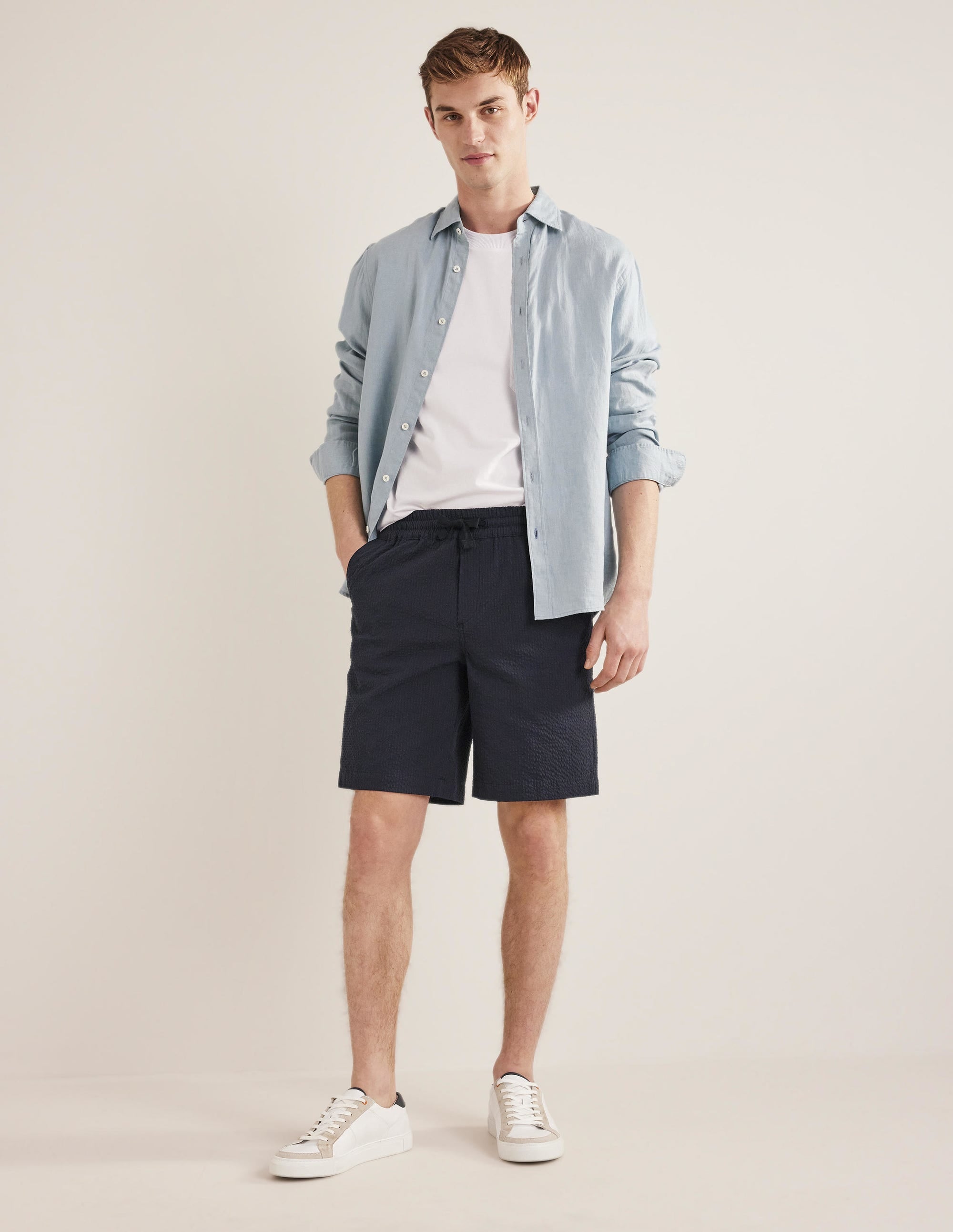 Patterned Shorts-Navy - Image 1
