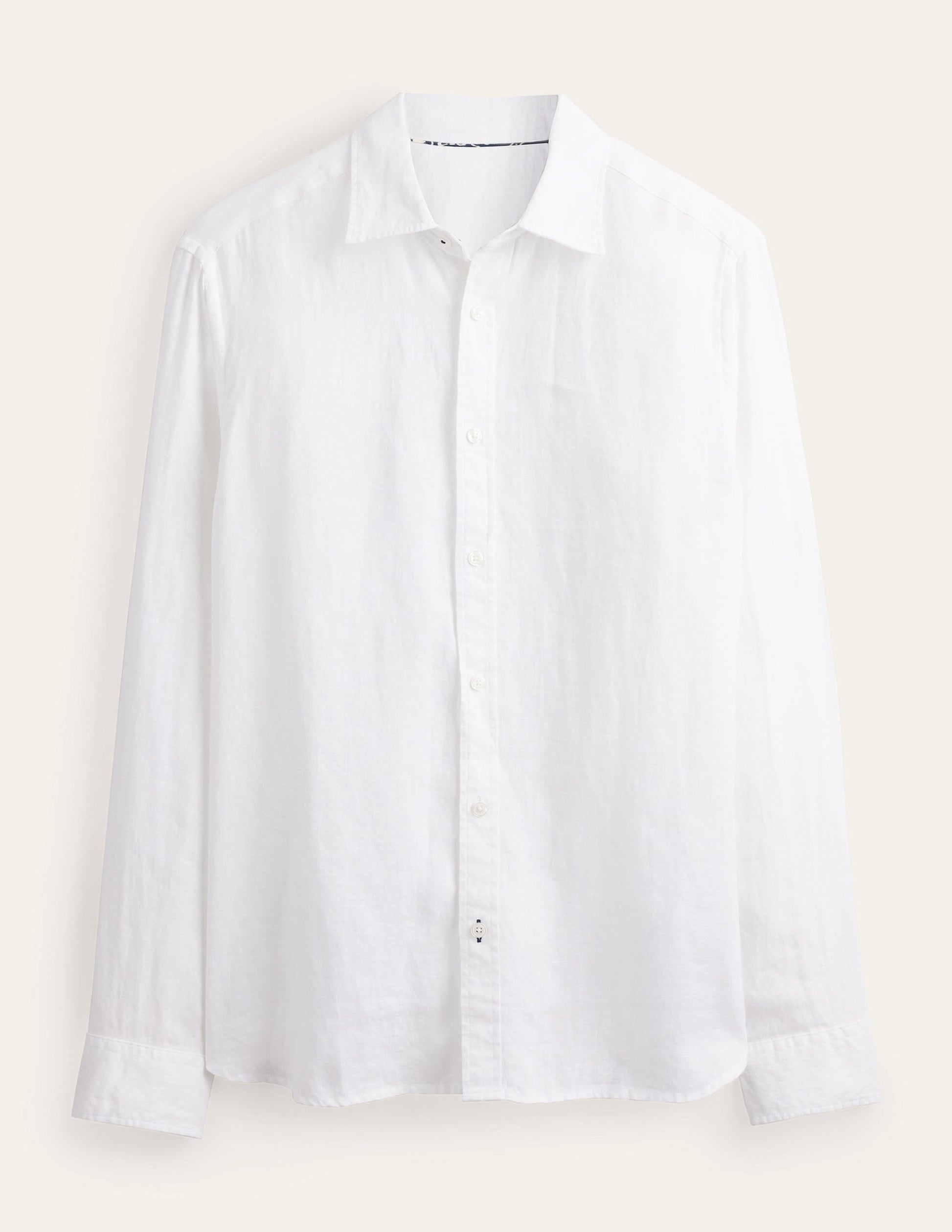 Slim Fit Linen Shirt-White-4