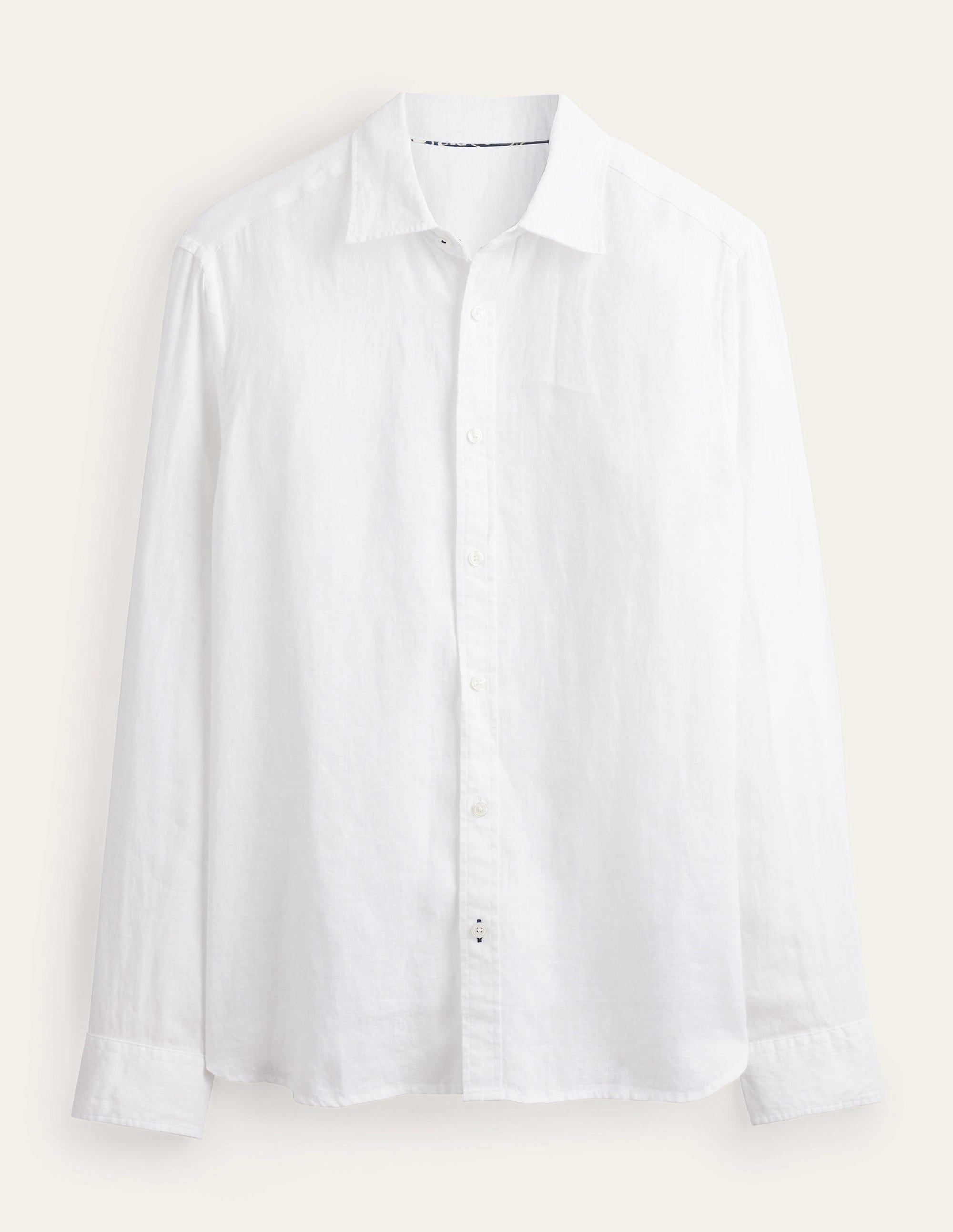 Slim Fit Linen Shirt-White - Image 4