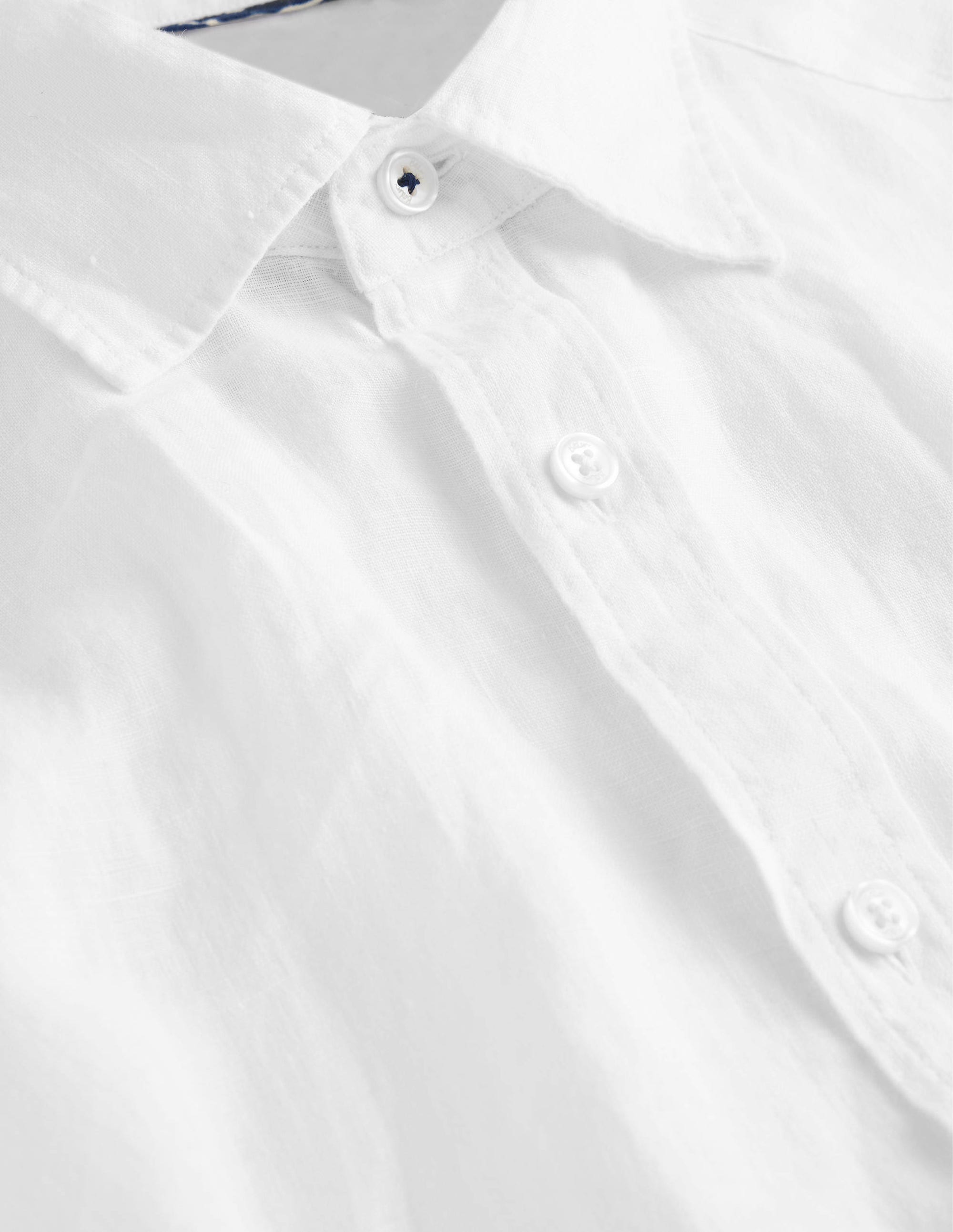 Slim Fit Linen Shirt-White - Image 5