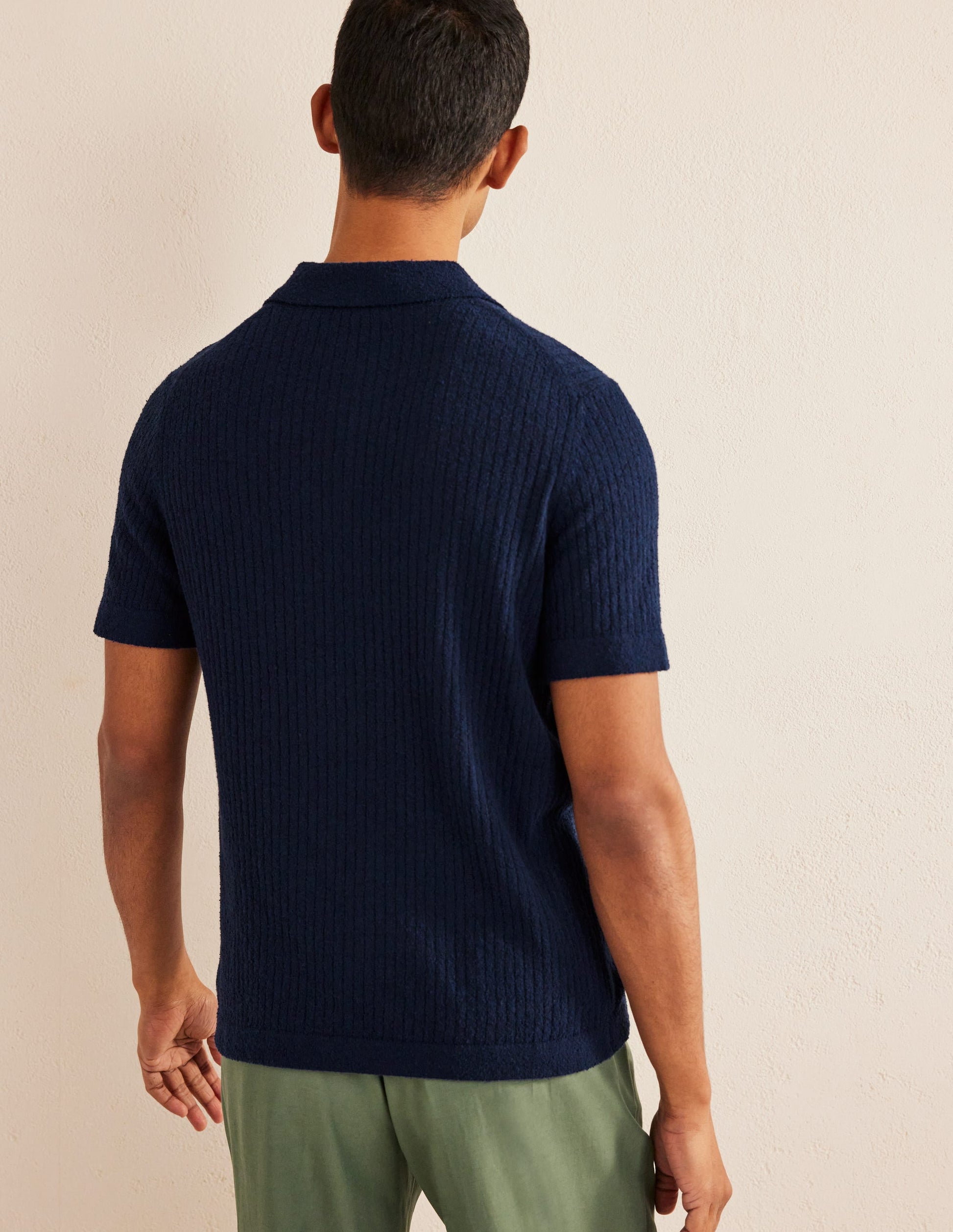 Boucle Knitted Polo-French Navy-3