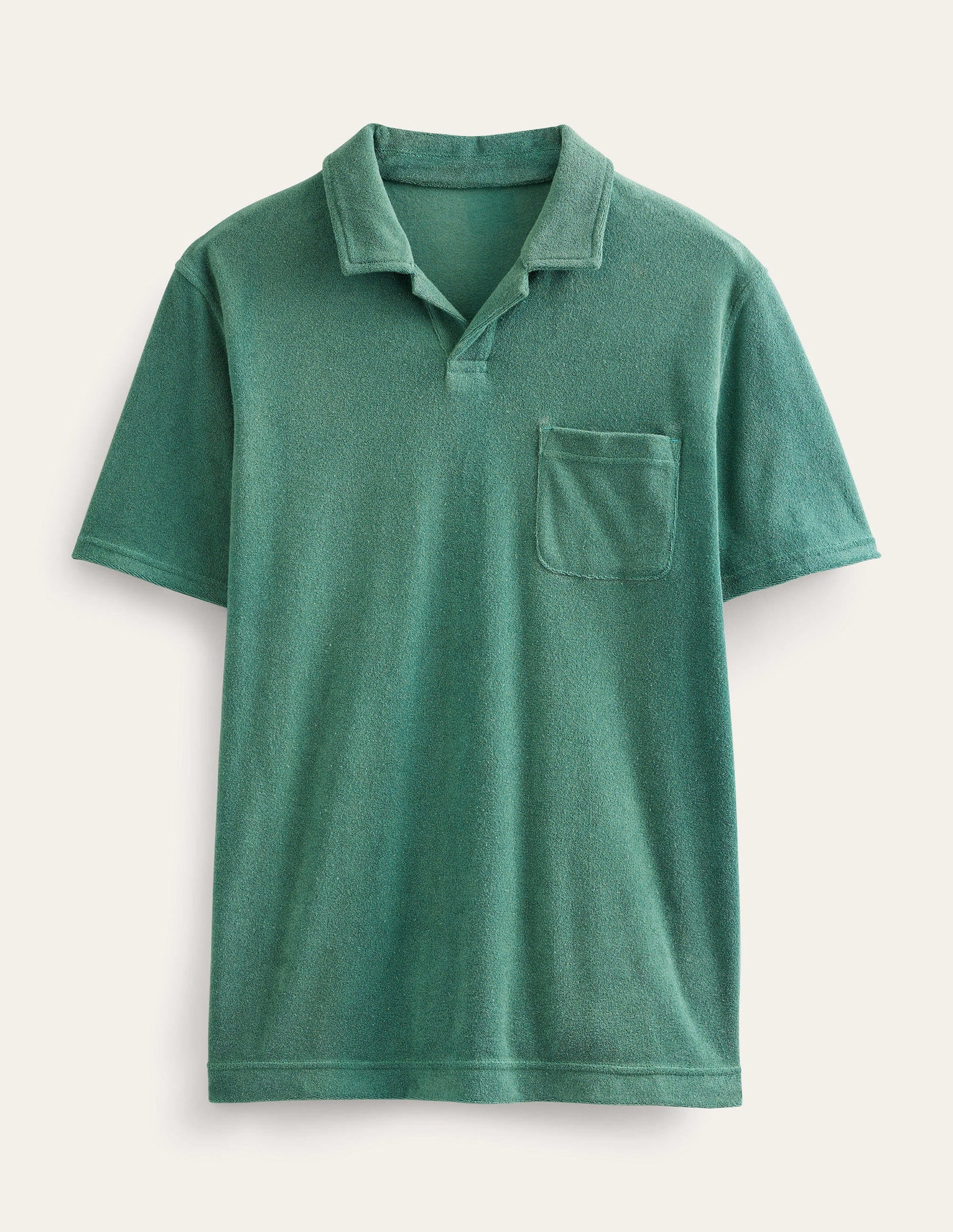 Open Collar Terry Polo-Deep Sea Green-5