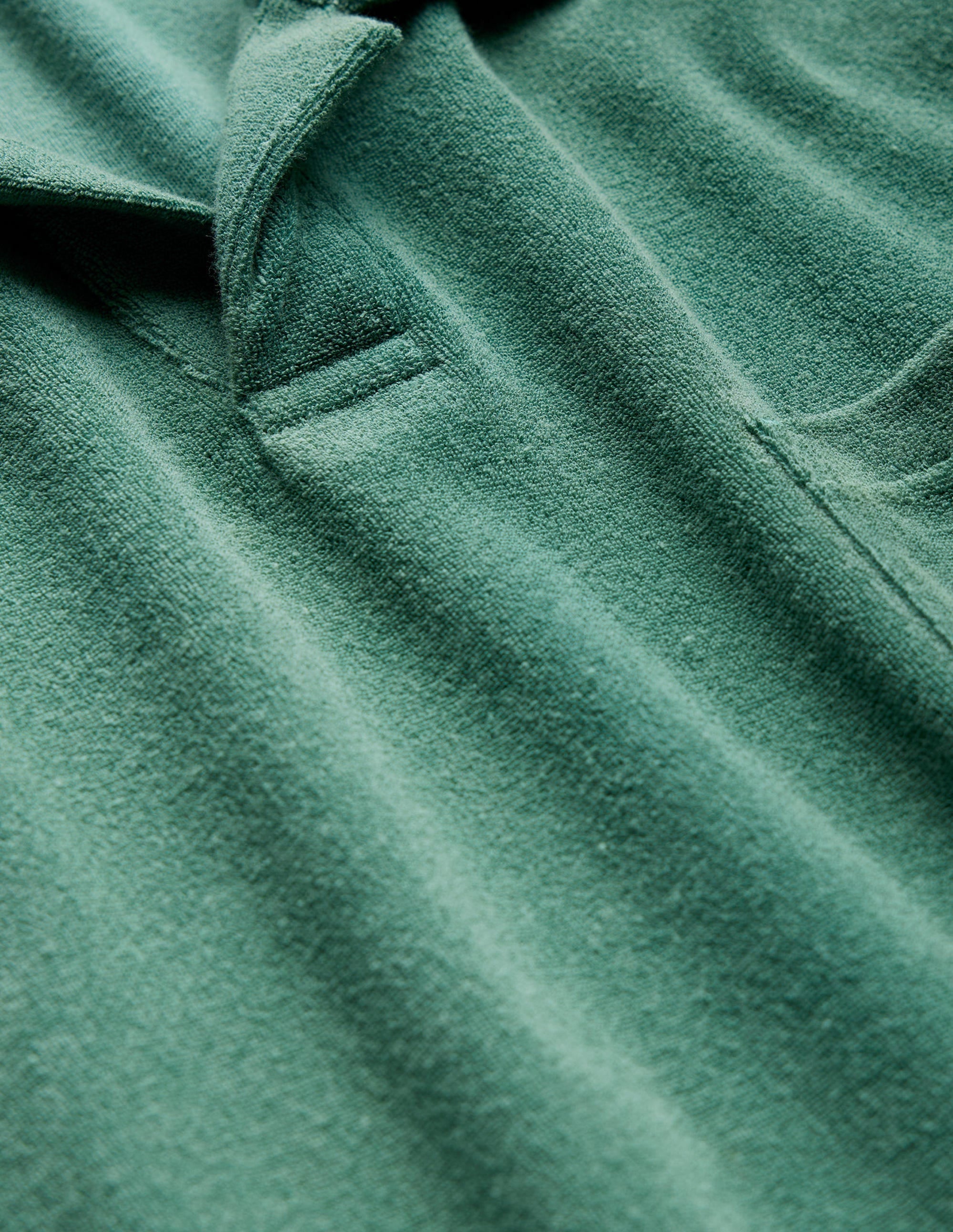 Open Collar Terry Polo-Deep Sea Green - Image 6
