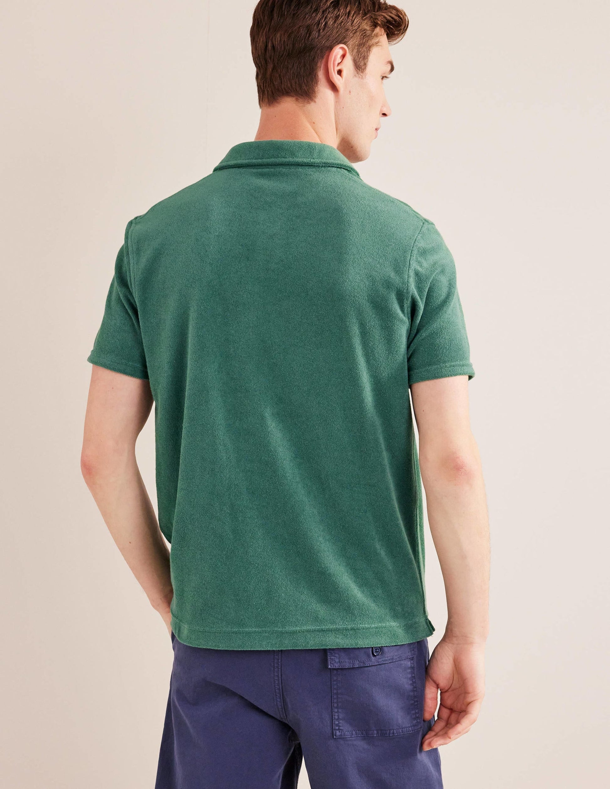 Open Collar Terry Polo-Deep Sea Green-3