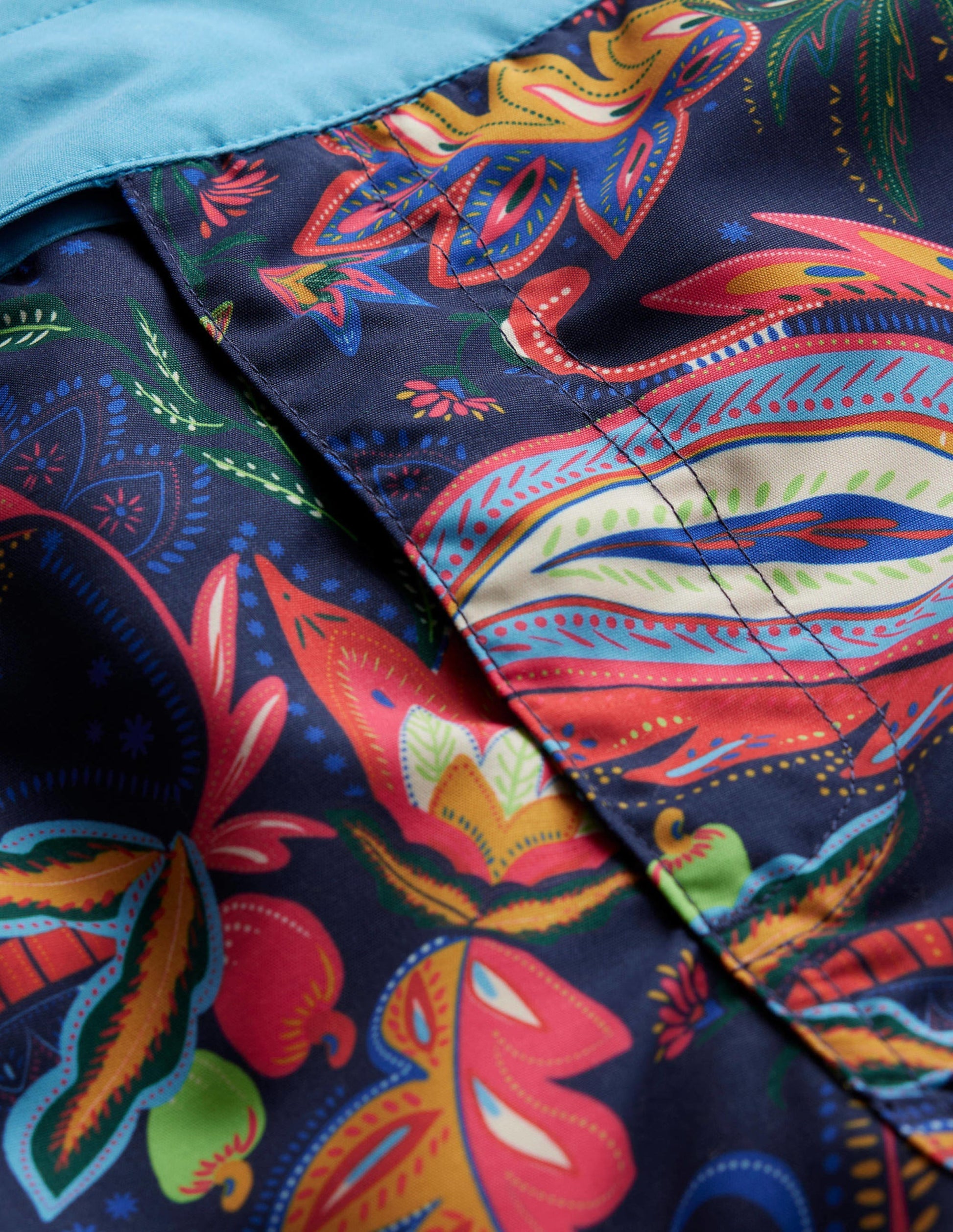 Fixed Waist Swim Short-Multi Pineapple Paisley-6