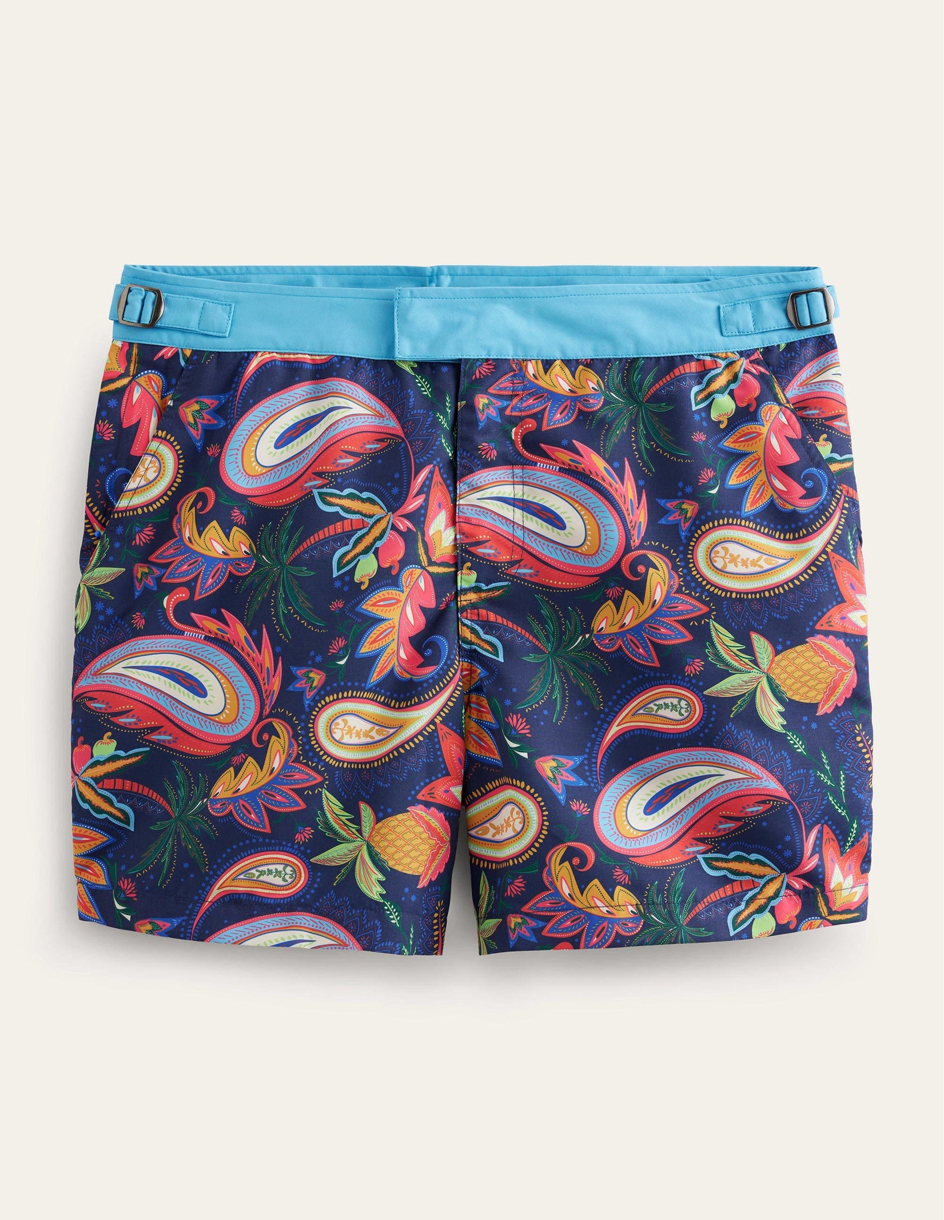 Fixed Waist Swim Short-Multi Pineapple Paisley-5