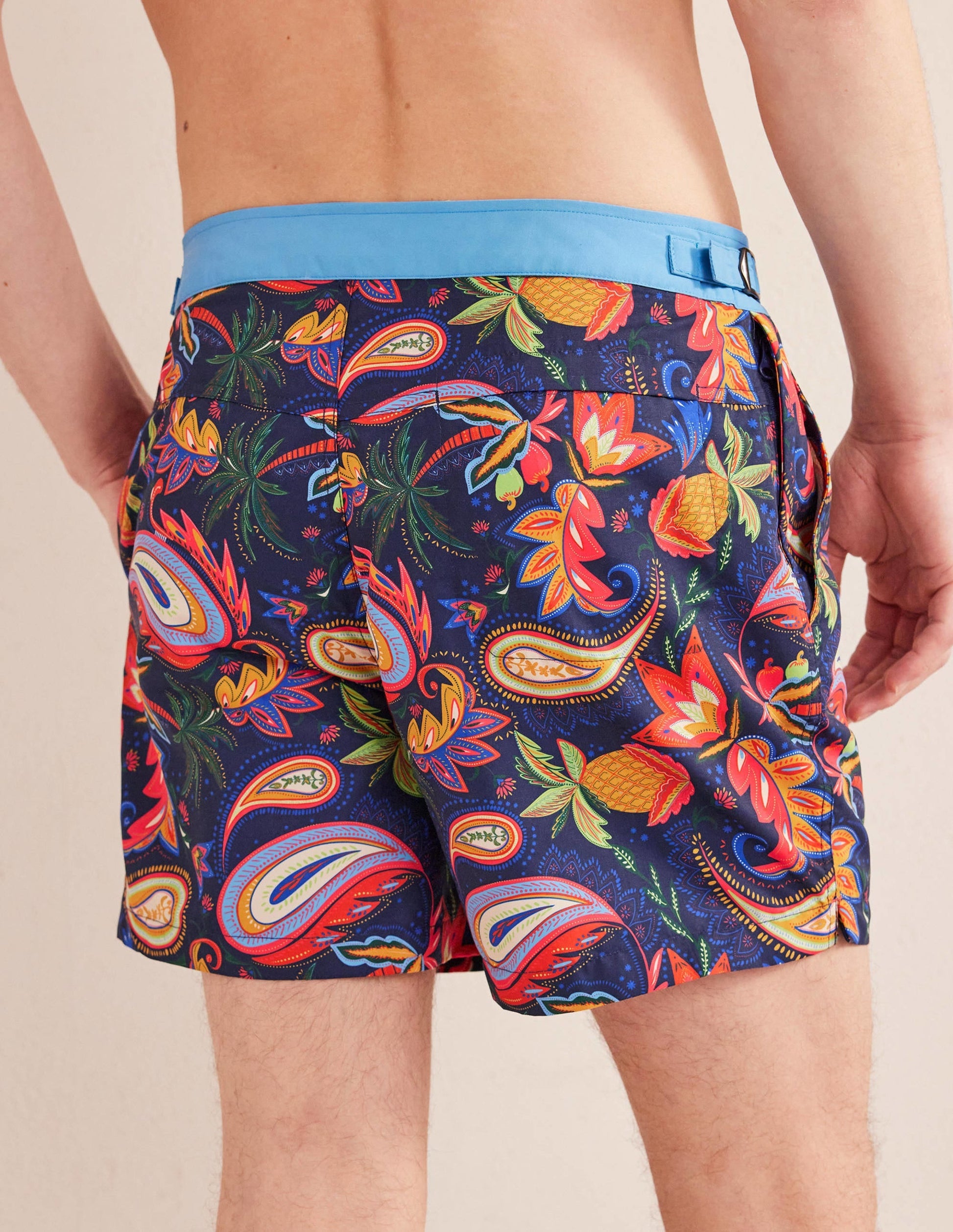 Fixed Waist Swim Short-Multi Pineapple Paisley-3