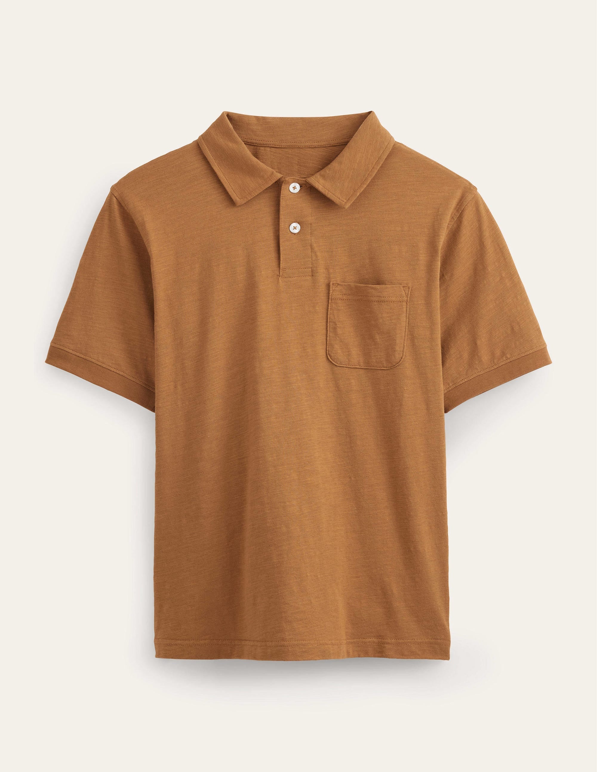 Slub Jersey Short Sleeve Polo-Teddy Bear Brown - Image 5