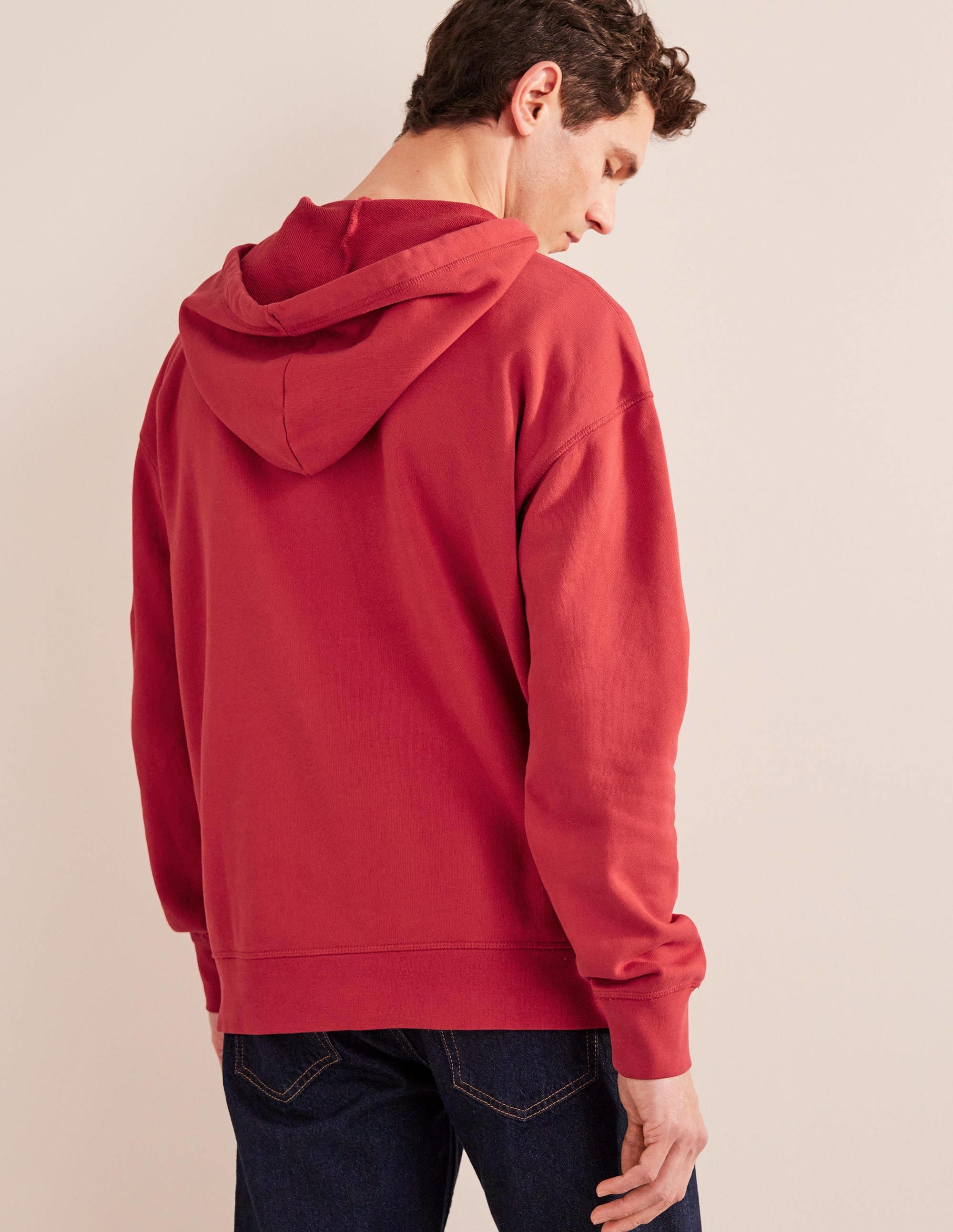 Garment Dye Half Zip Hoodie-Pompeian Red - Image 3