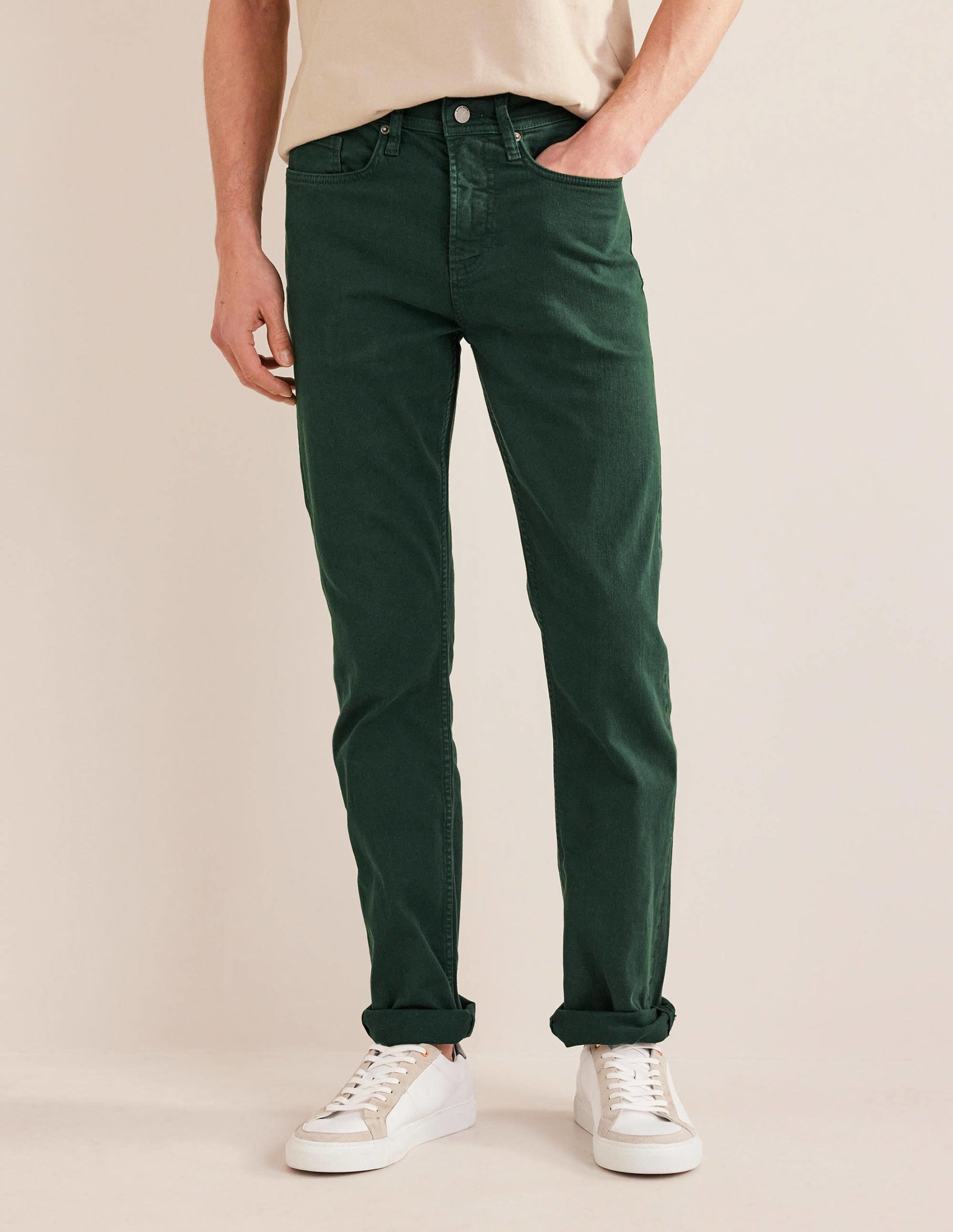 Garment Dye 5 Pocket Trousers-Palm Leaf-4