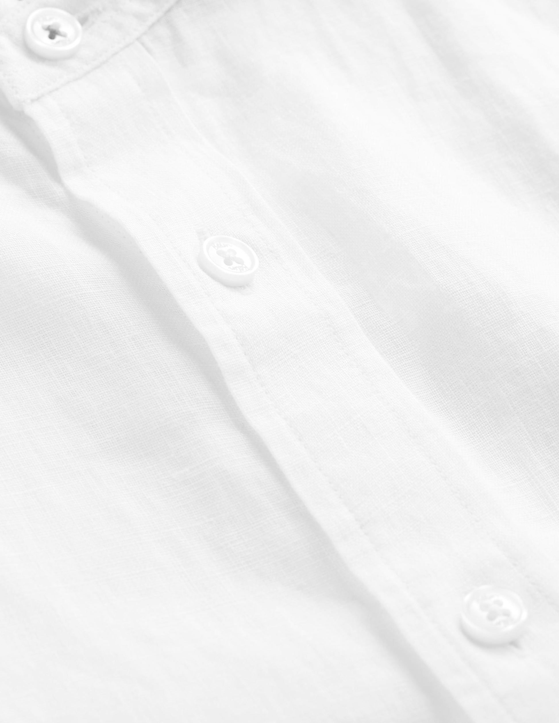 Grandad Collar Linen Shirt-White-7