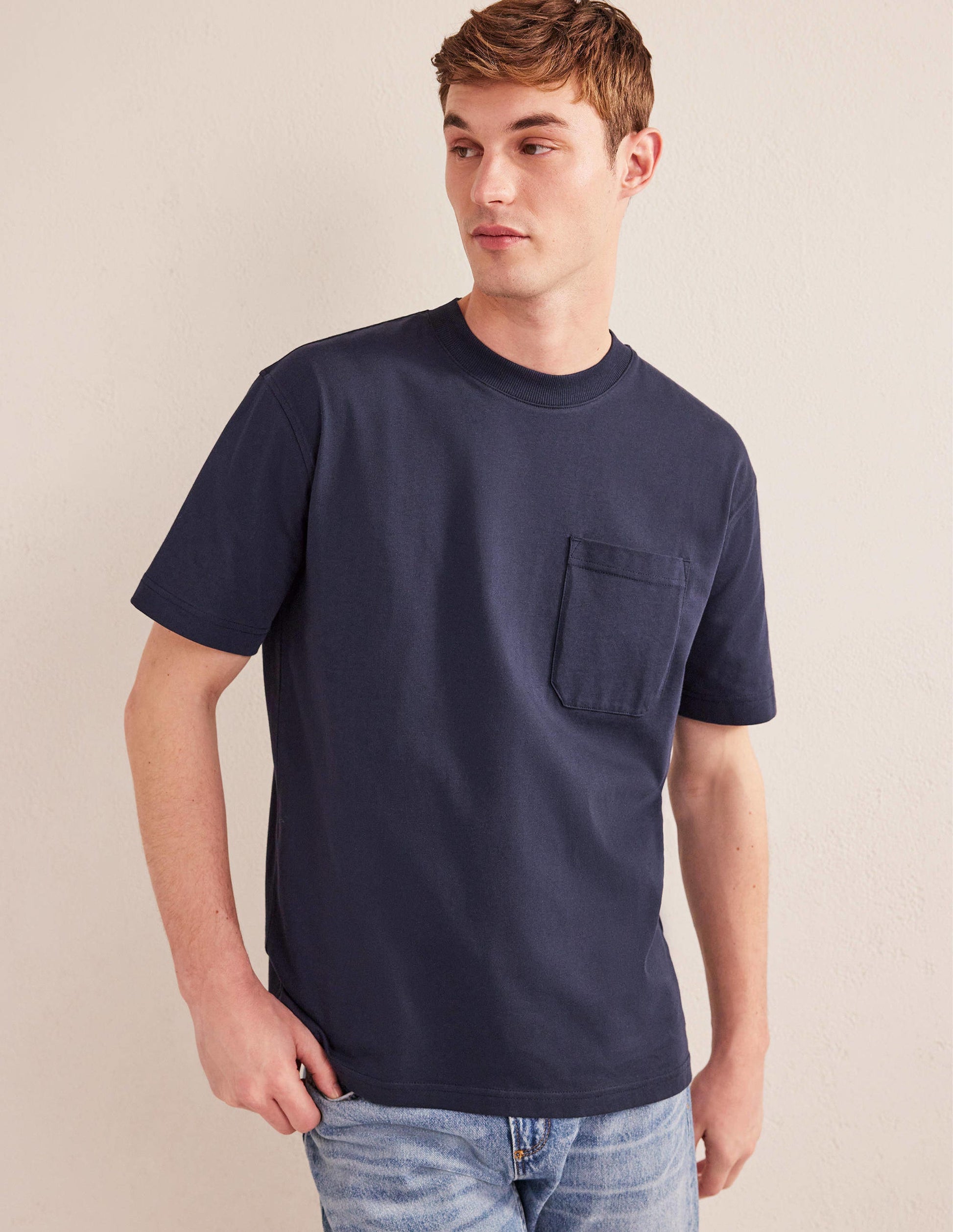 Relaxed Short Sleeve T-shirt-Navy-1