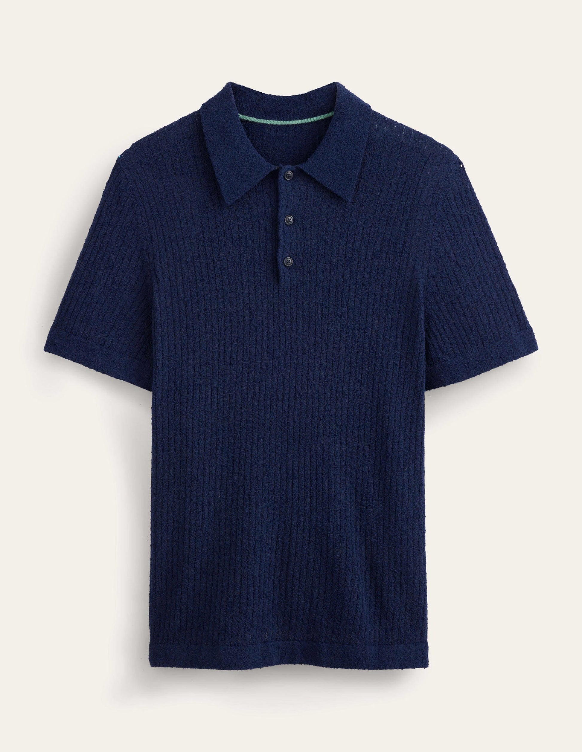 Boucle Knitted Polo-French Navy-5