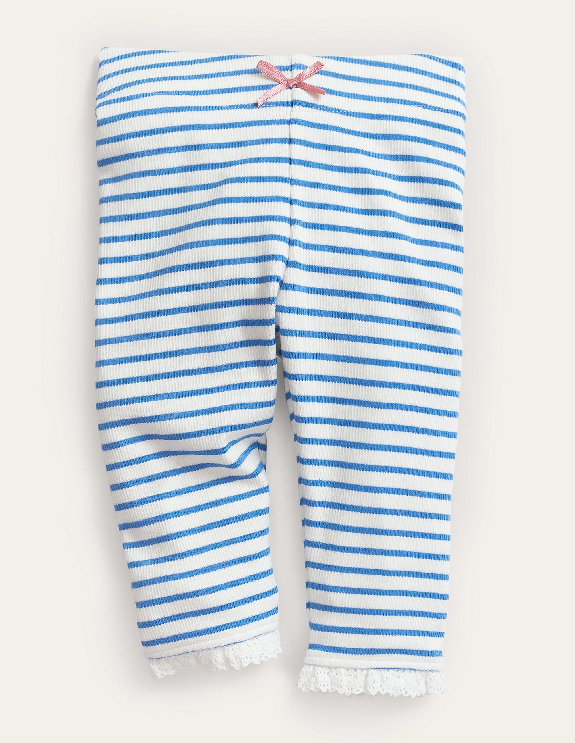 Ribbed Lace Leggings-Ivory/Penzance Blue - Image 1