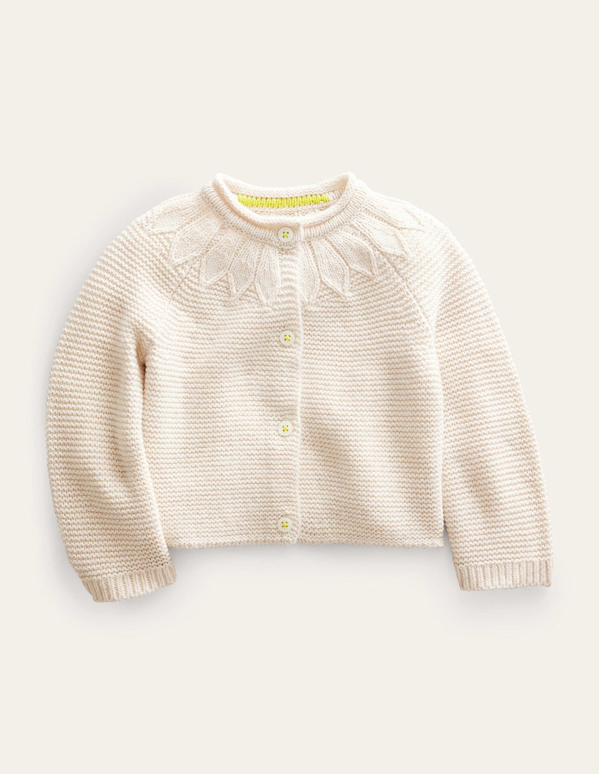 Pointelle Yoke Cardigan-Ivory-1