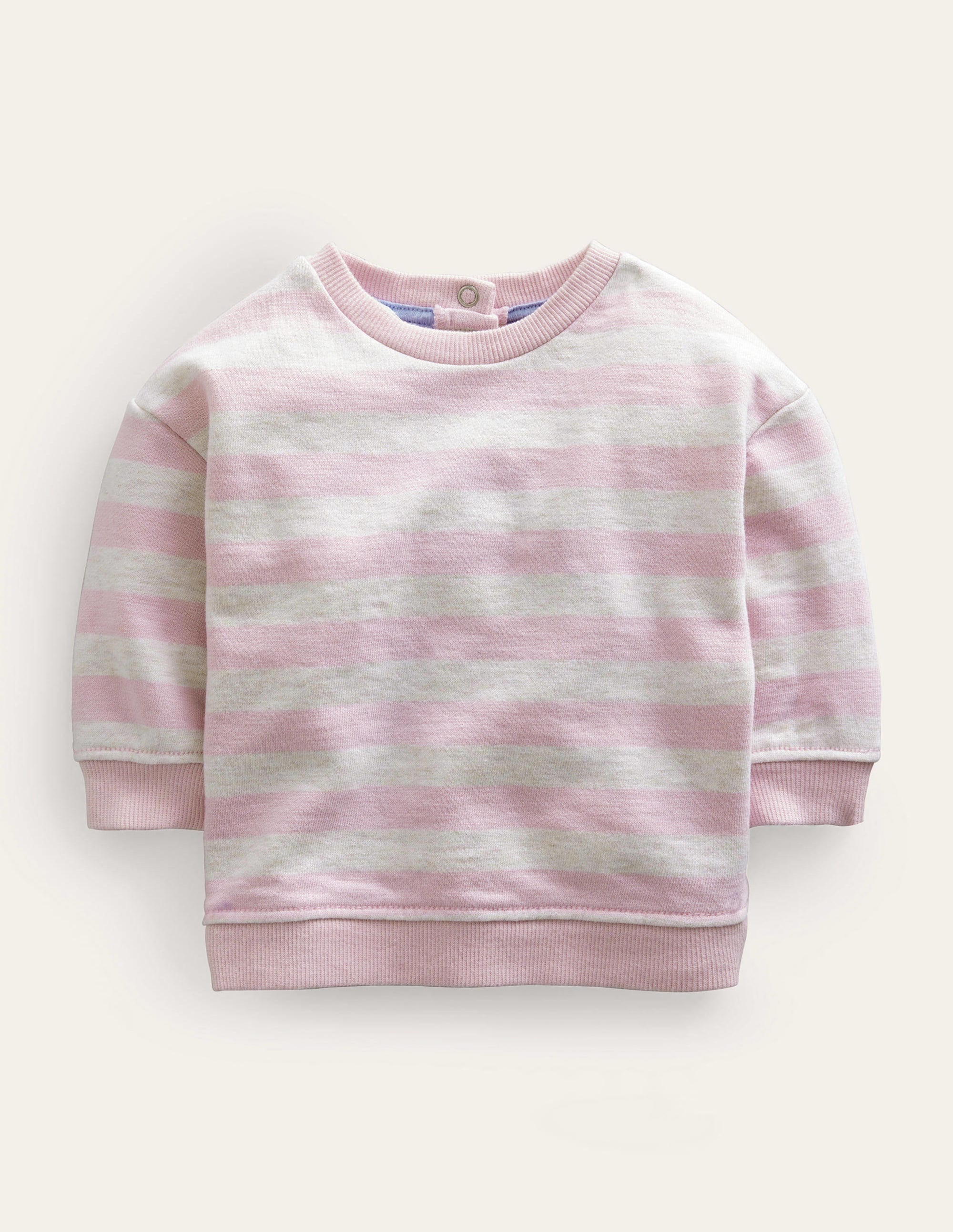 Stripy Sweatshirt-Oatmeal/Pink - Image 1