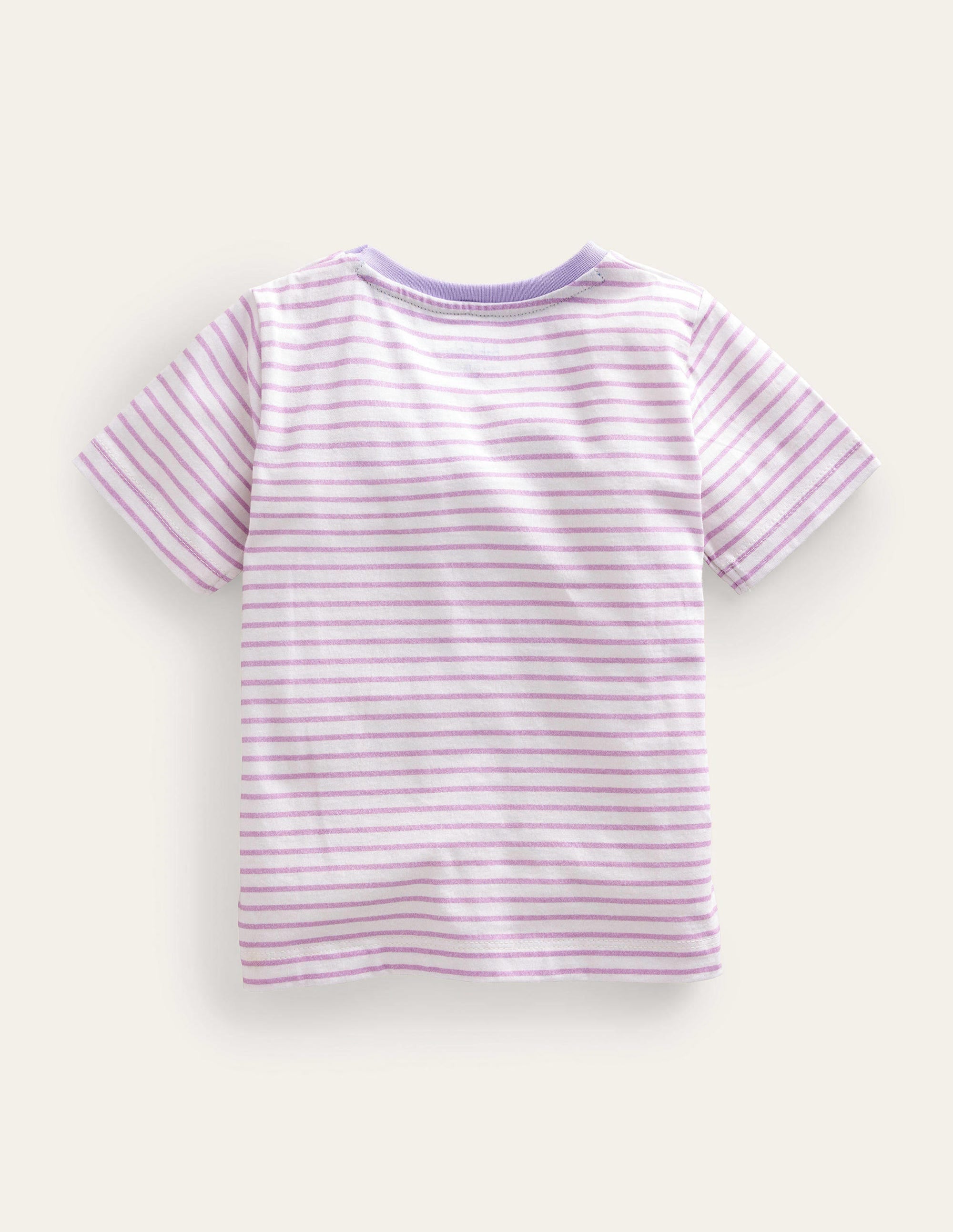 Embroidered Graphic T-shirt-Ivory/Soft Lavender Smile - Image 2