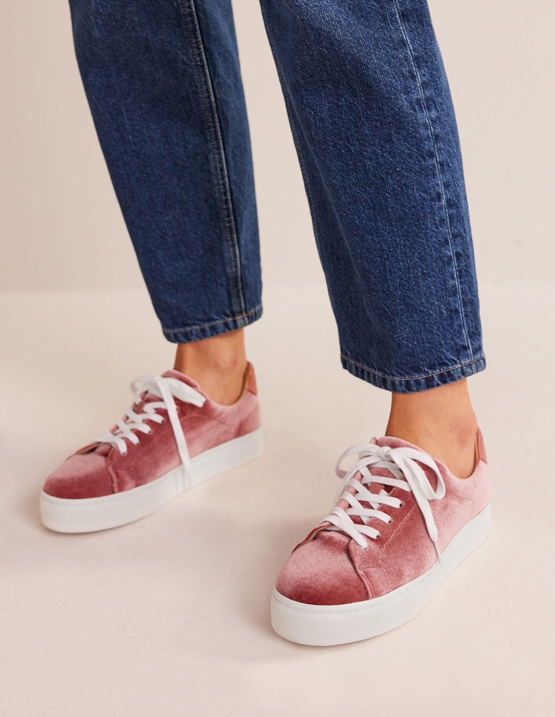 Velvet Flatform Trainer-Dusty Rose Velvet-1