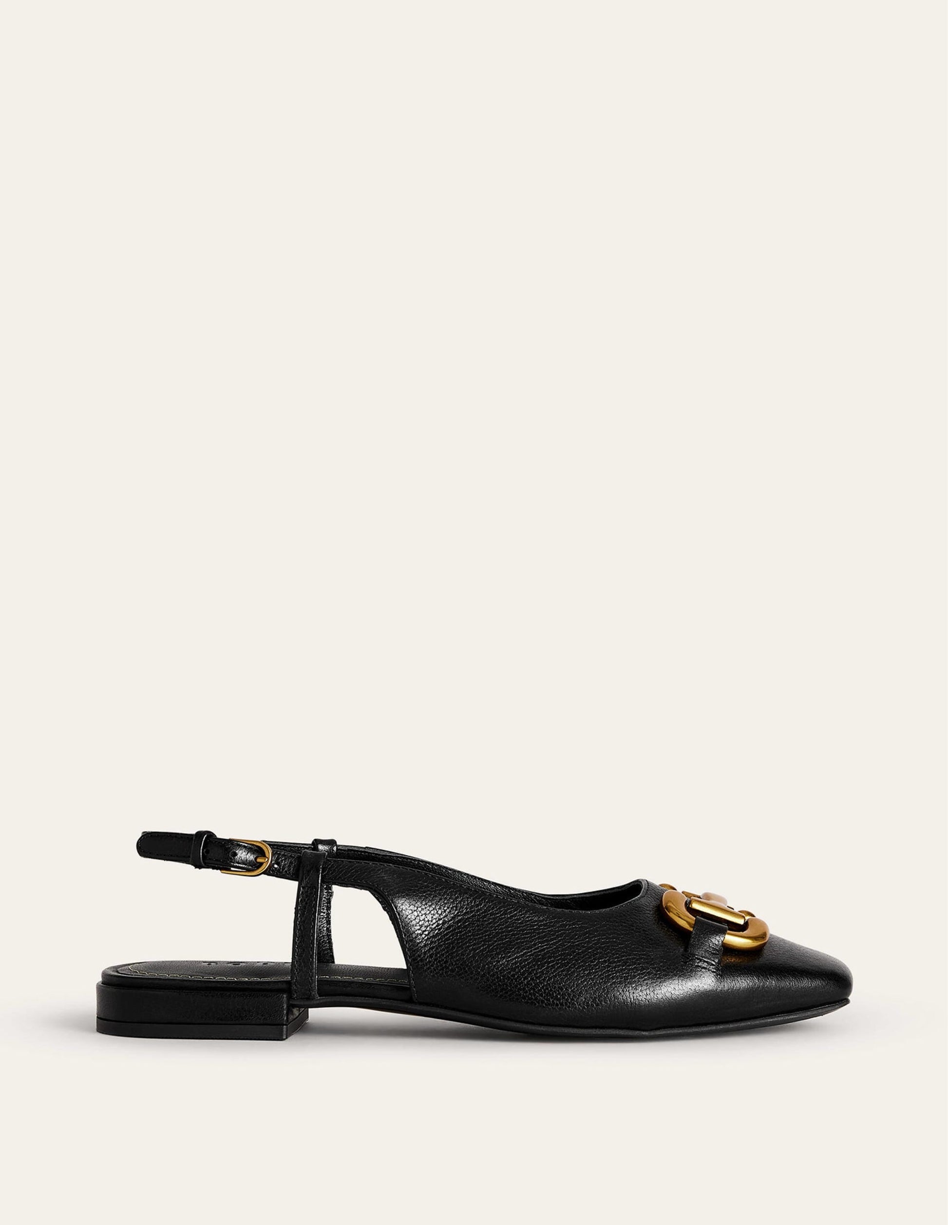 Iris Snaffle Slingback Flats-Black Leather-2