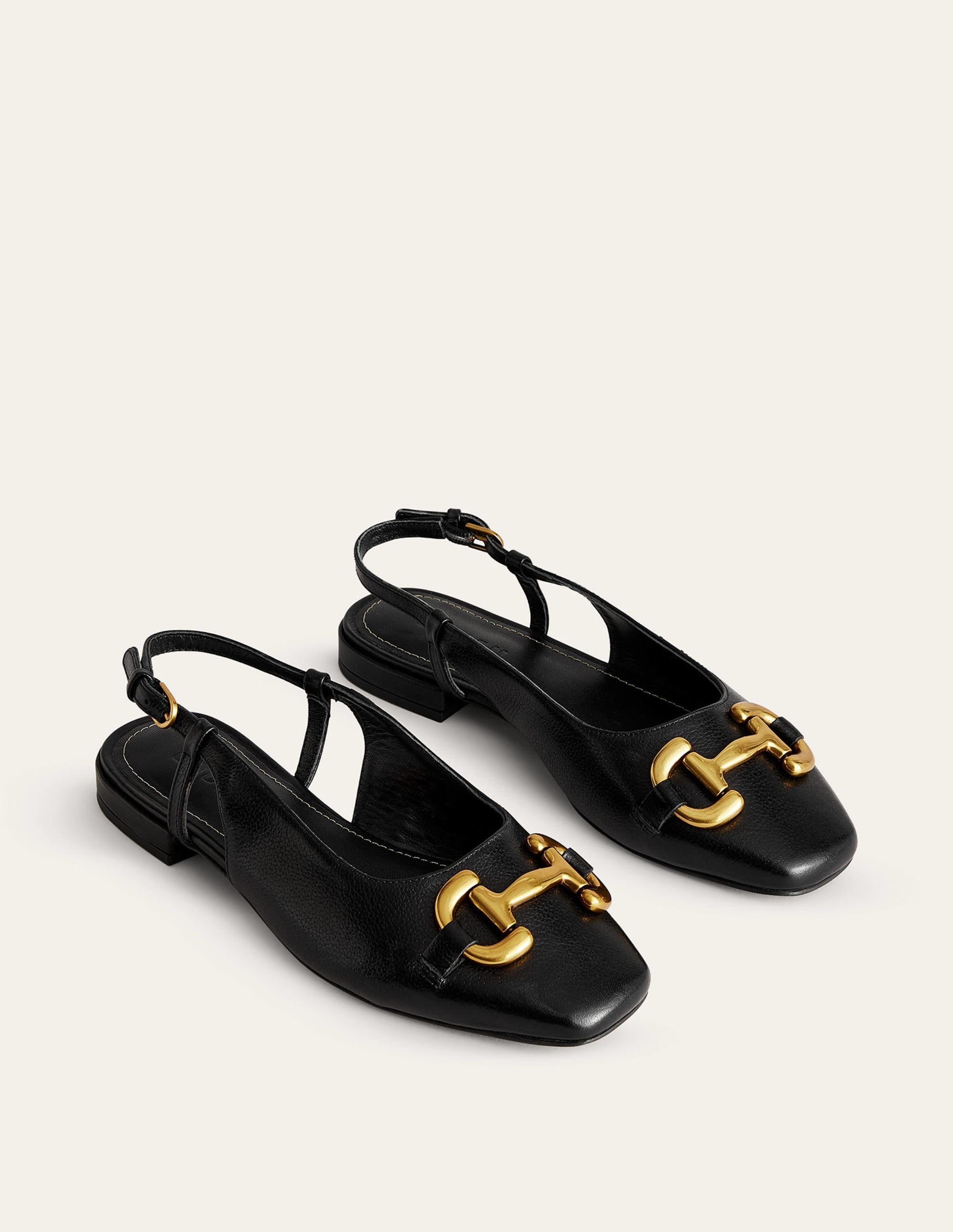 Iris Snaffle Slingback Flats-Black Leather - Image 3