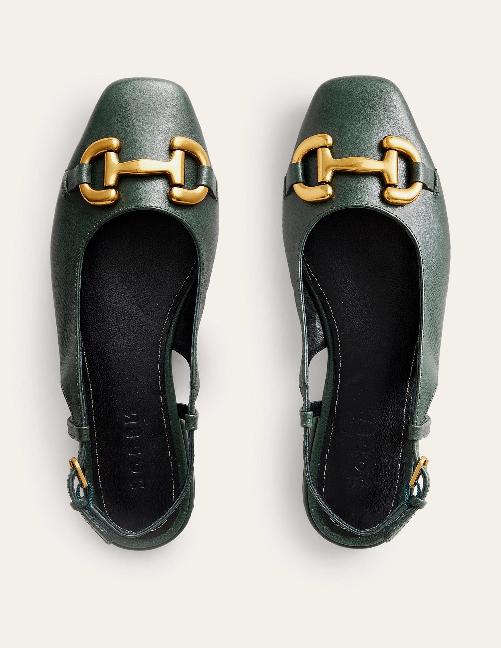 Iris Snaffle Slingback Flats-Winter Green Leather-6