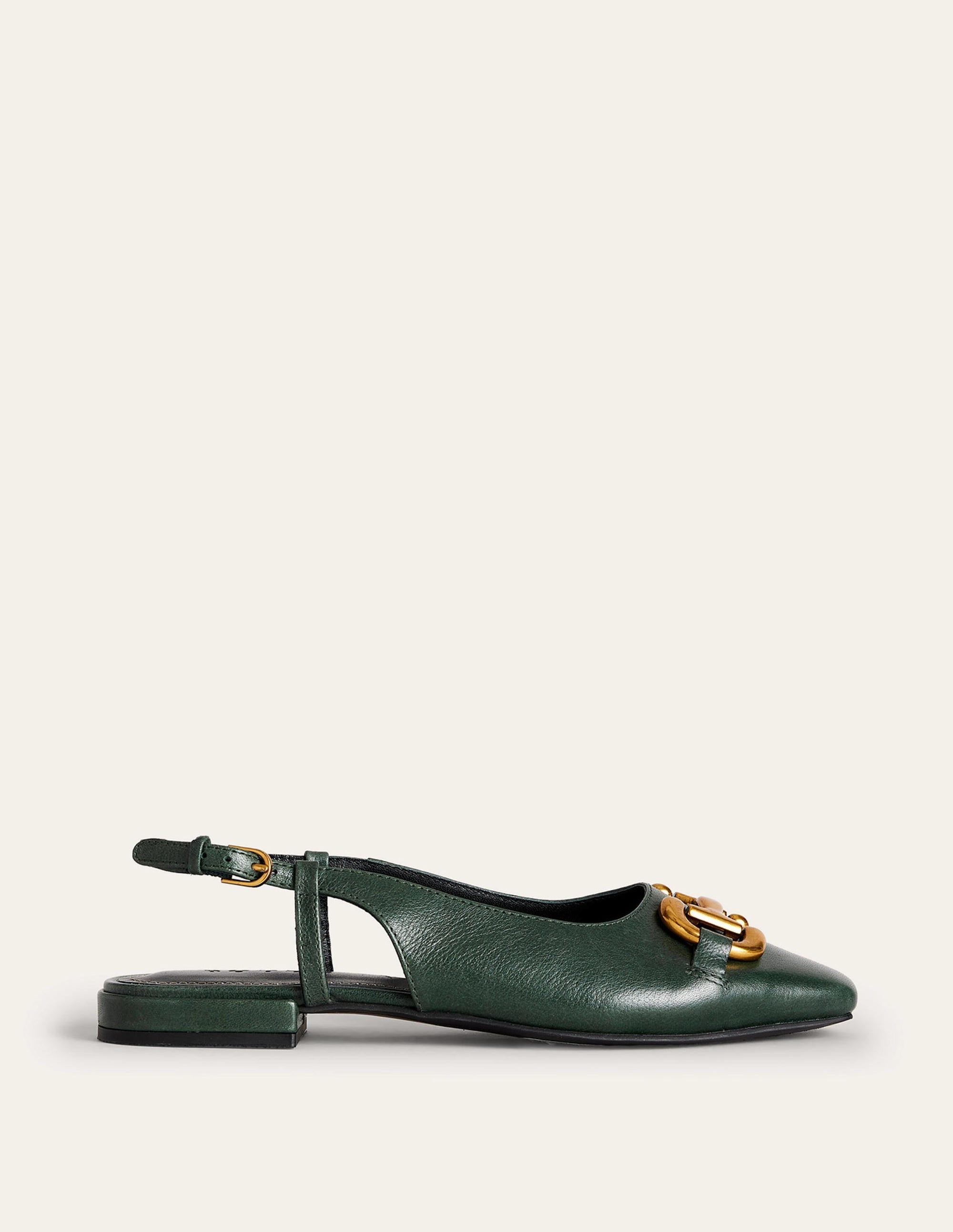 Iris Snaffle Slingback Flats-Winter Green Leather - Image 3