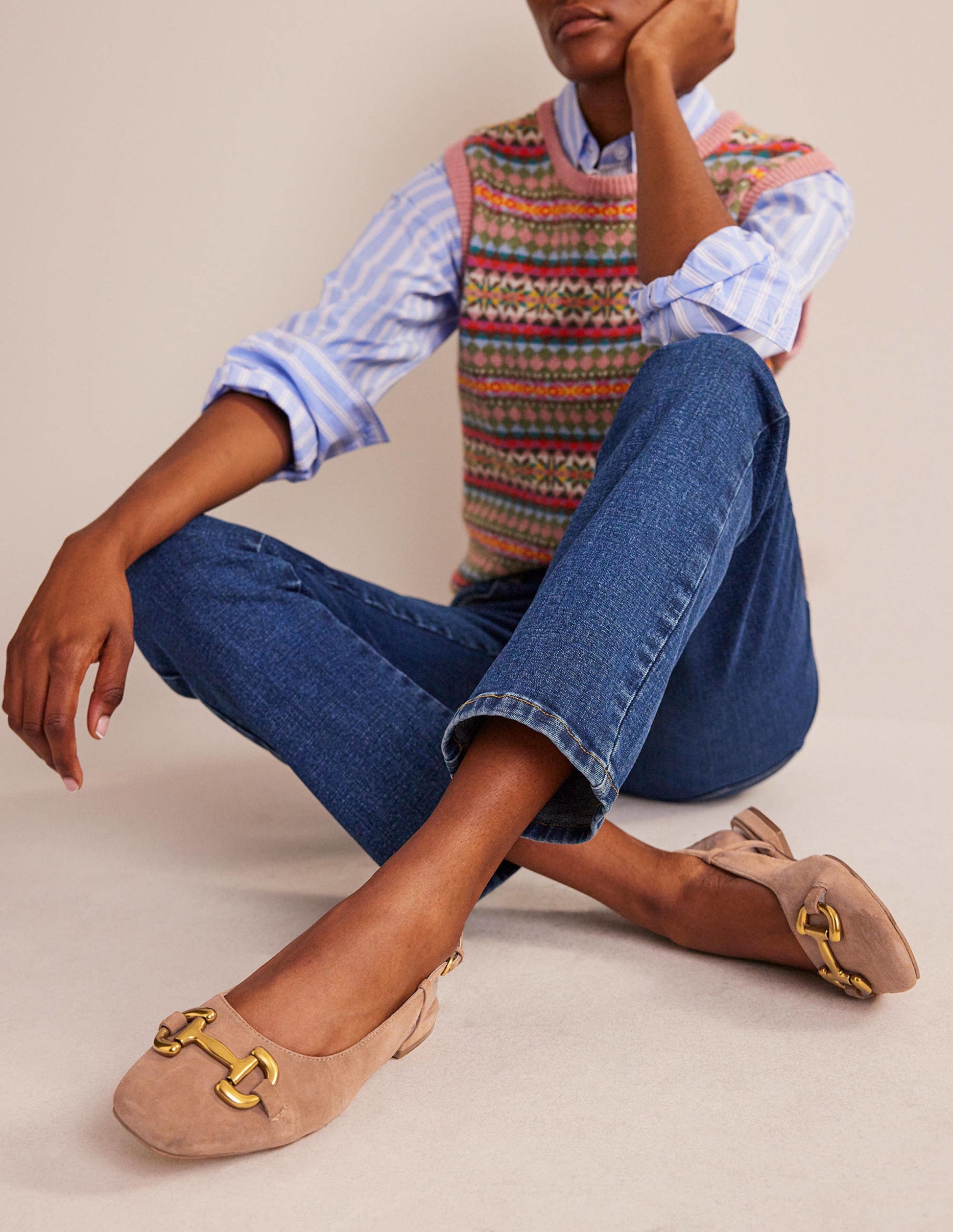 Iris Snaffle Slingback Flats-Ginger Snap Suede-1