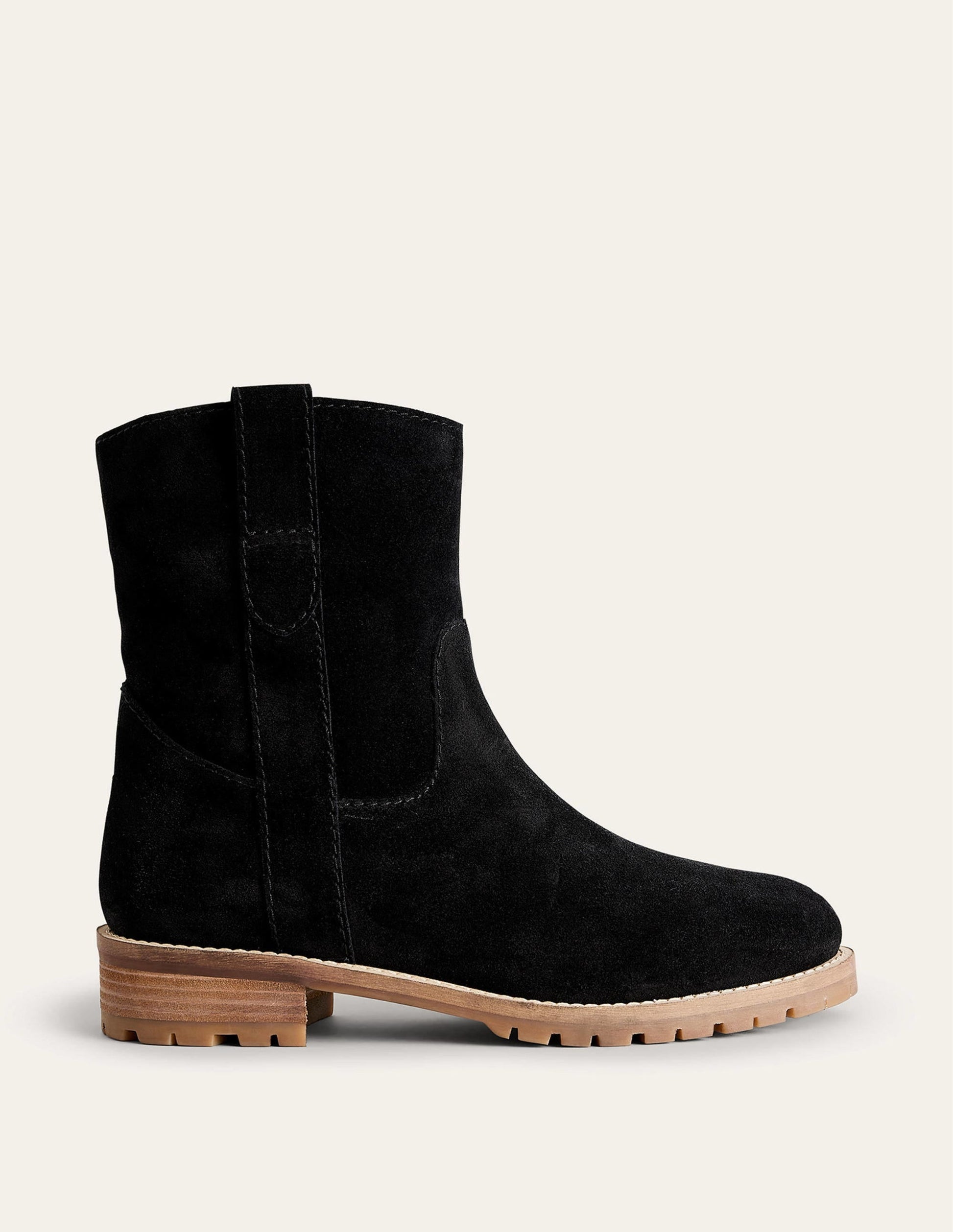 Western Suede Ankle Boots-Black Suede-1