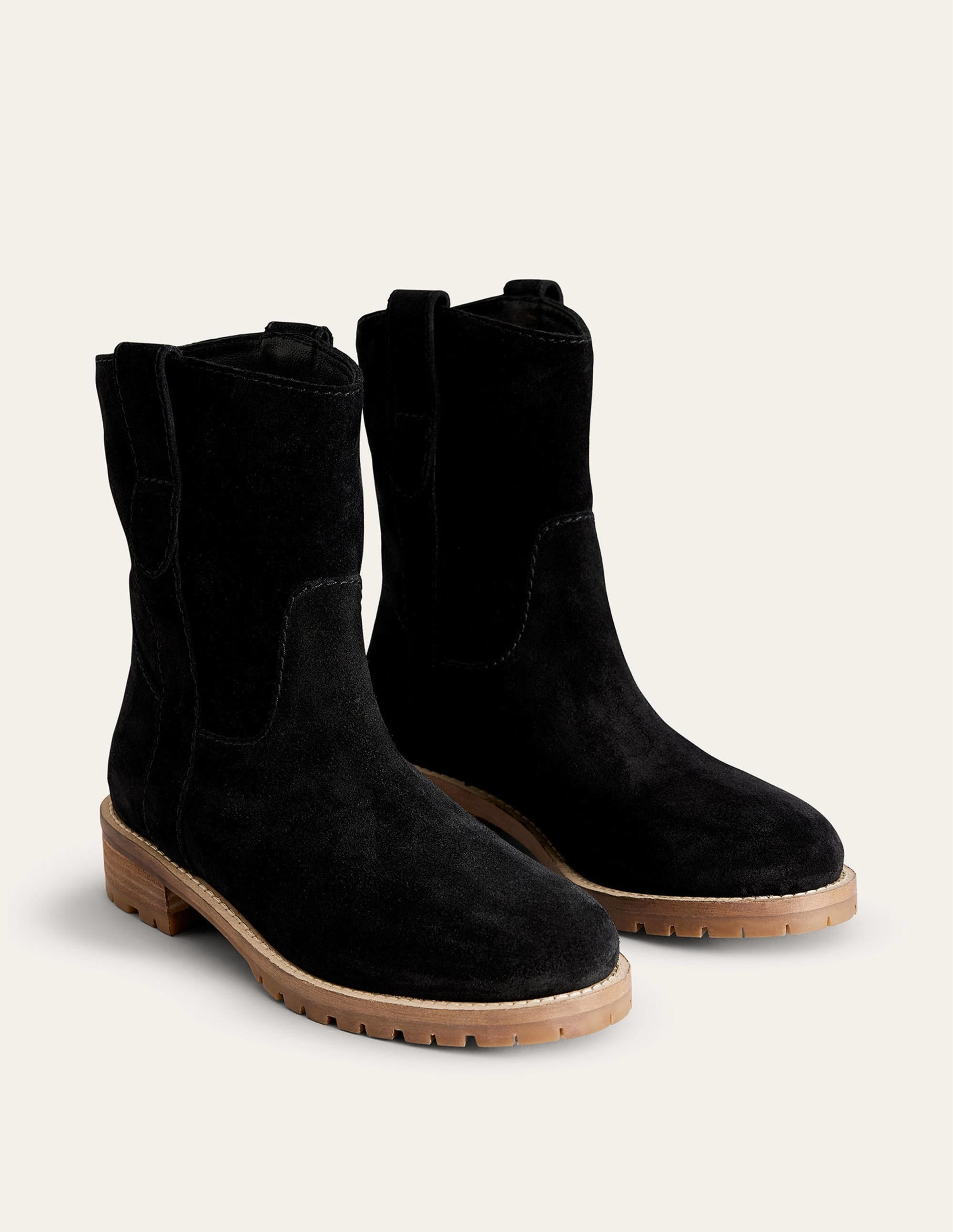 Western Suede Ankle Boots-Black Suede - Image 2