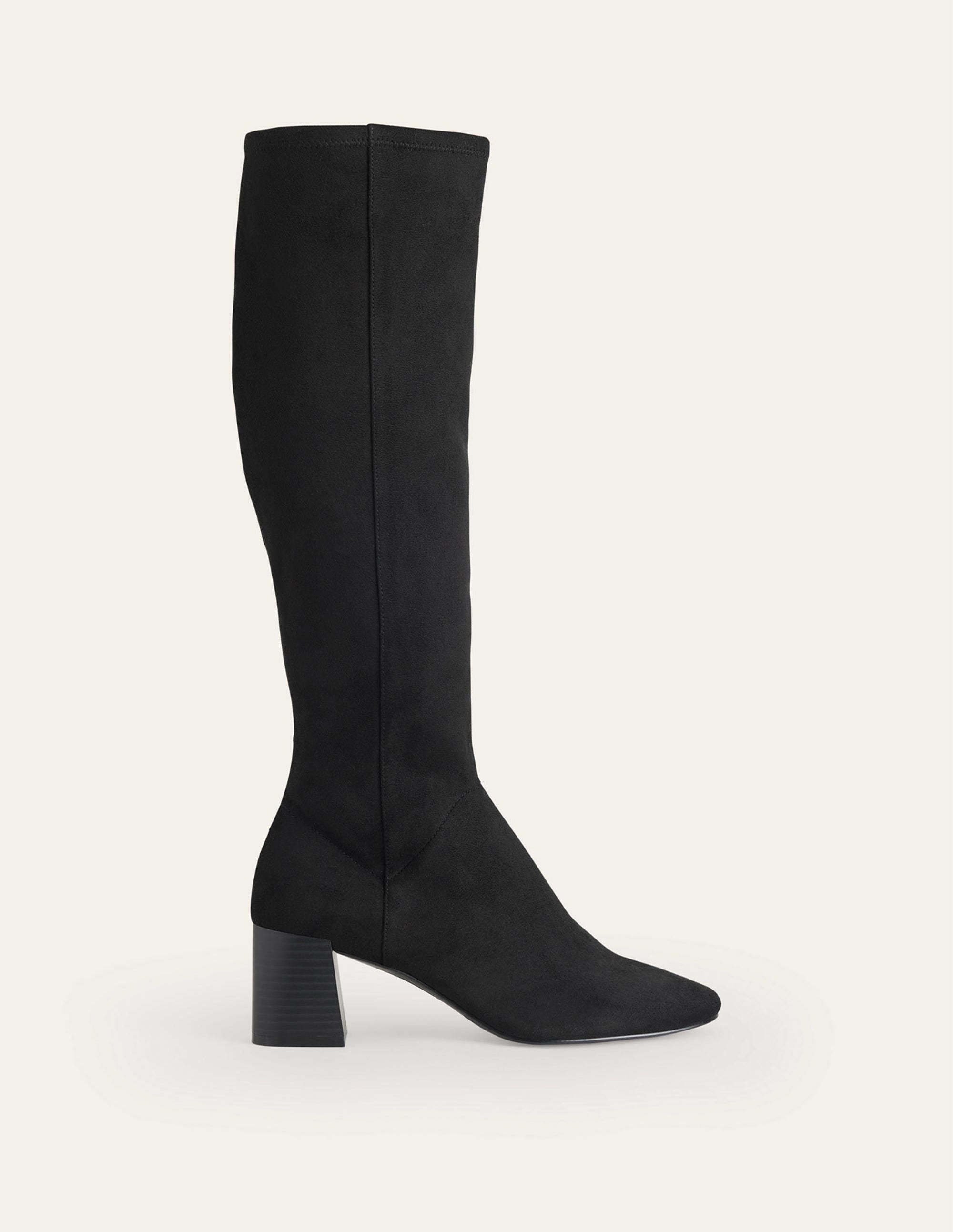 Cara Heeled Stretch Knee Boots-Black - Image 2