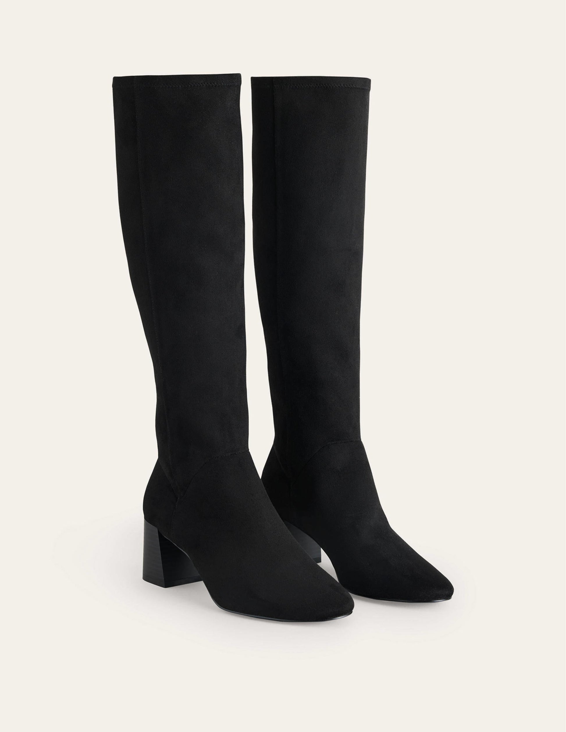 Cara Heeled Stretch Knee Boots-Black-3