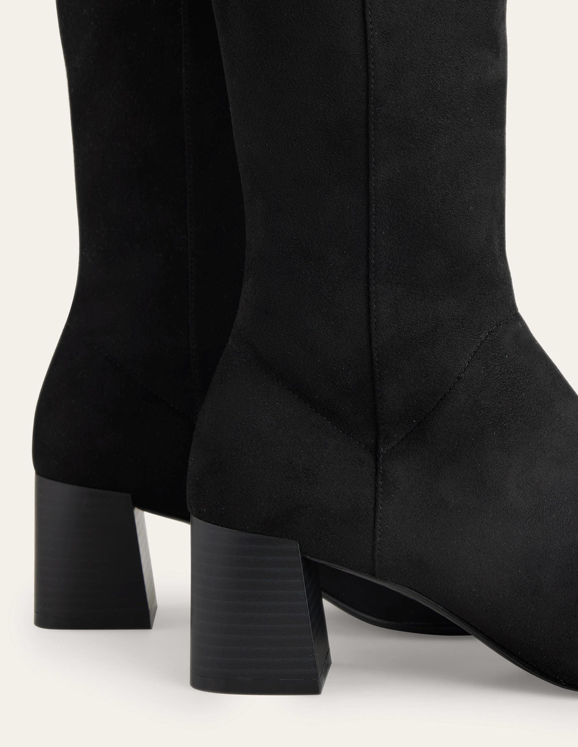 Cara Heeled Stretch Knee Boots-Black - Image 4
