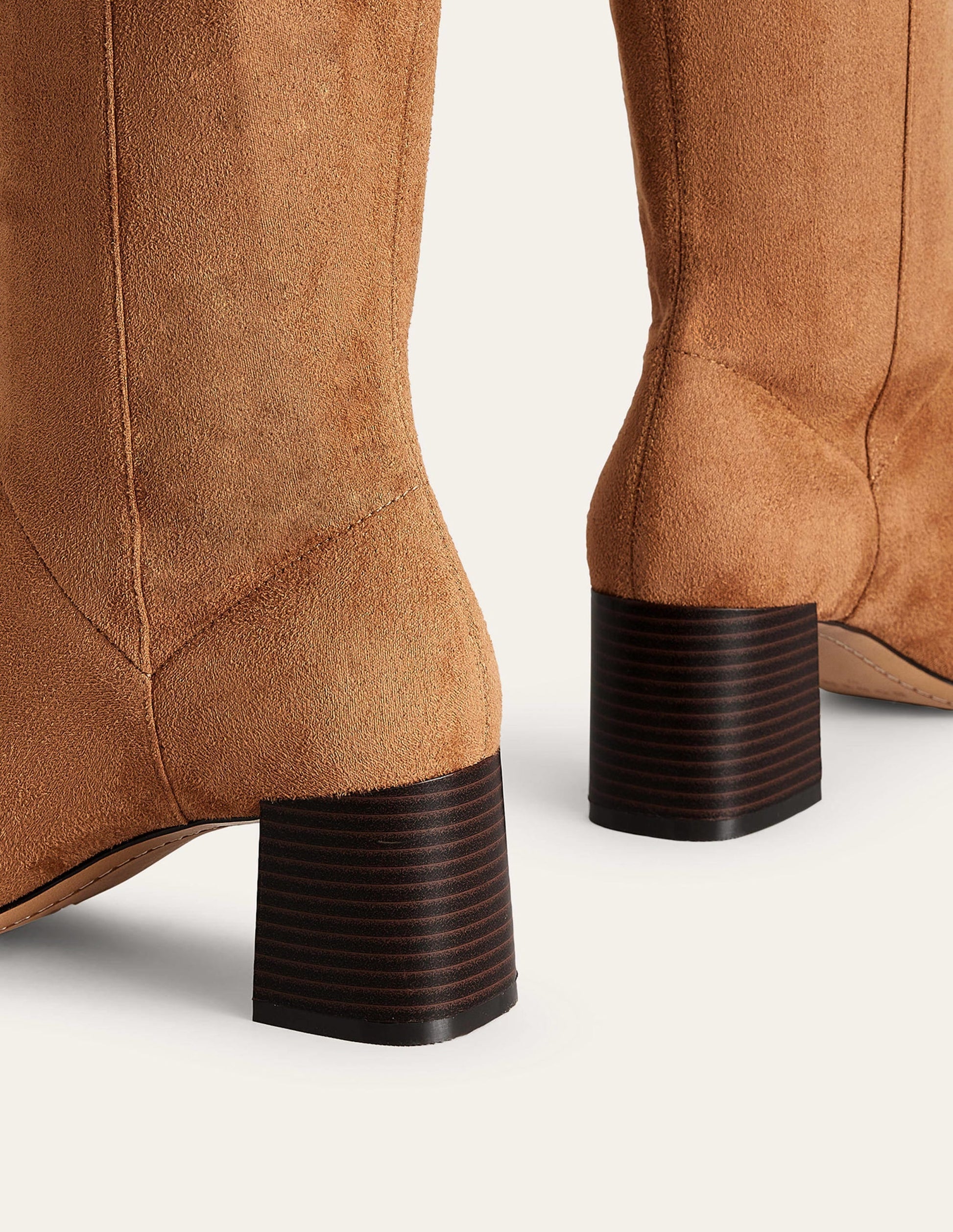 Cara Heeled Stretch Knee Boots-Acorn-3