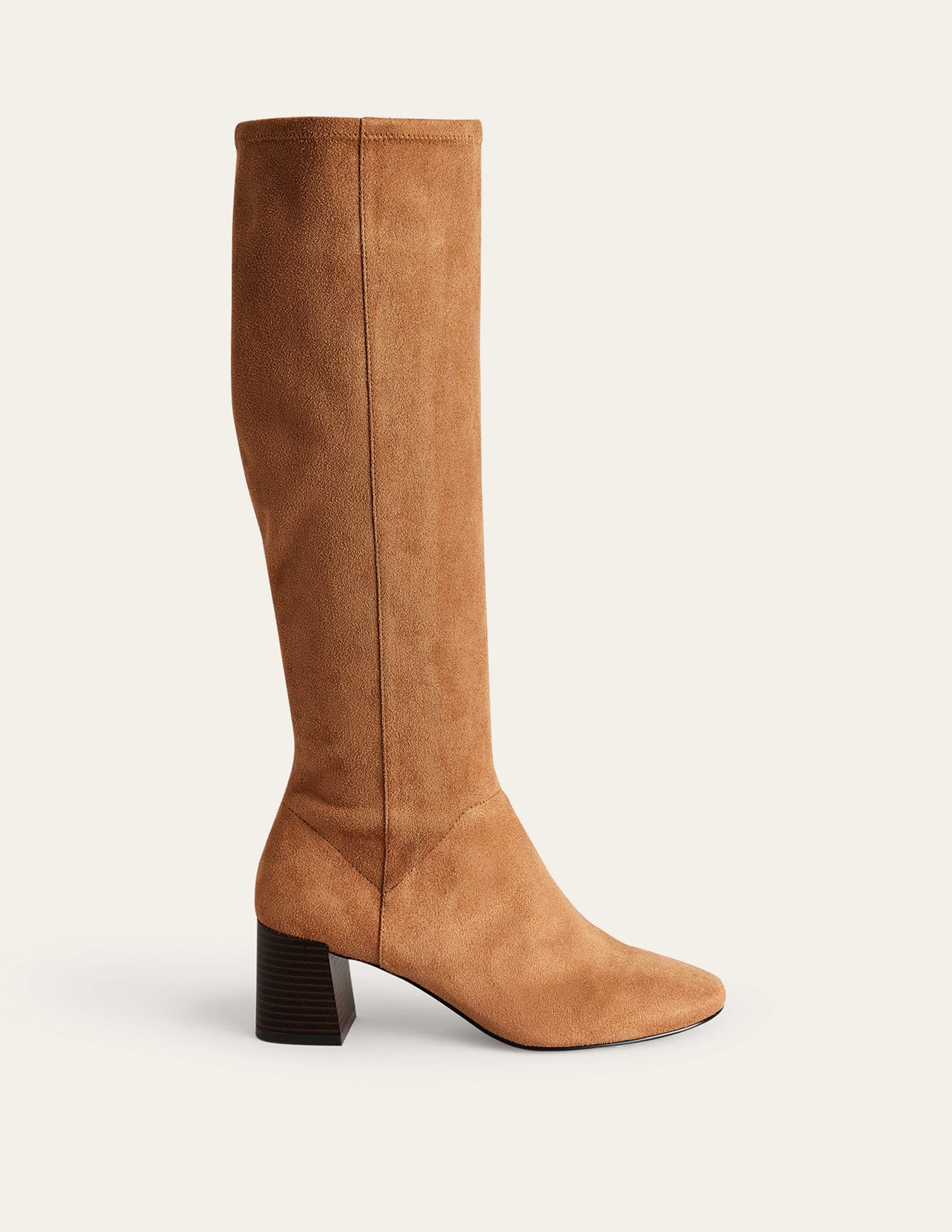 Cara Heeled Stretch Knee Boots-Acorn - Image 1