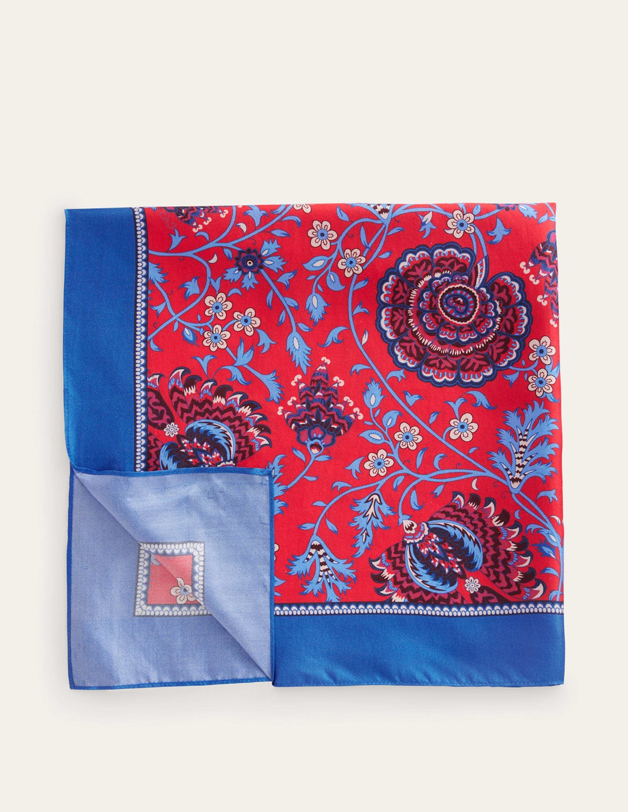 Silk Square Scarf-Hot Pepper, Gardenia Grove - Image 3