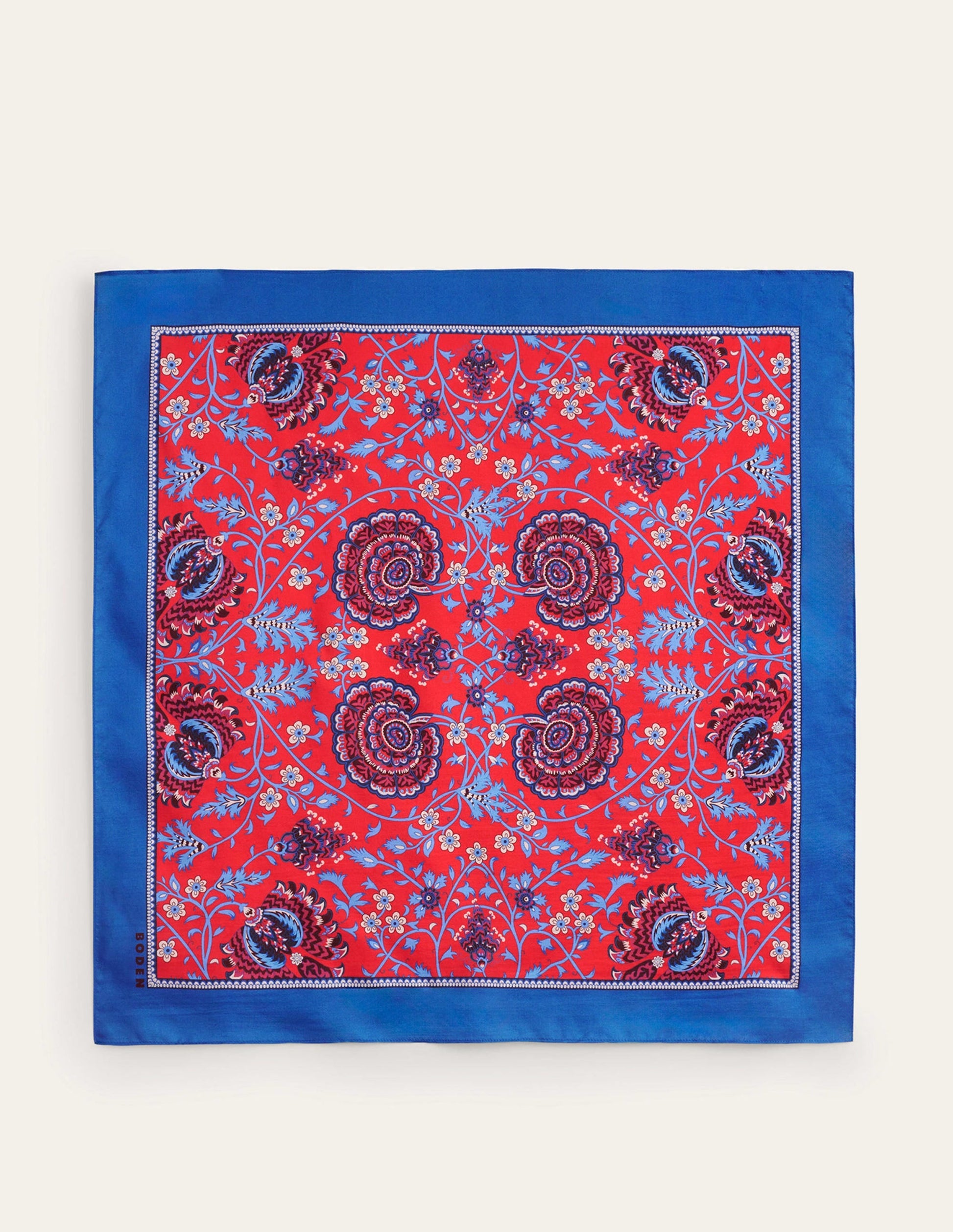 Silk Square Scarf-Hot Pepper, Gardenia Grove-5