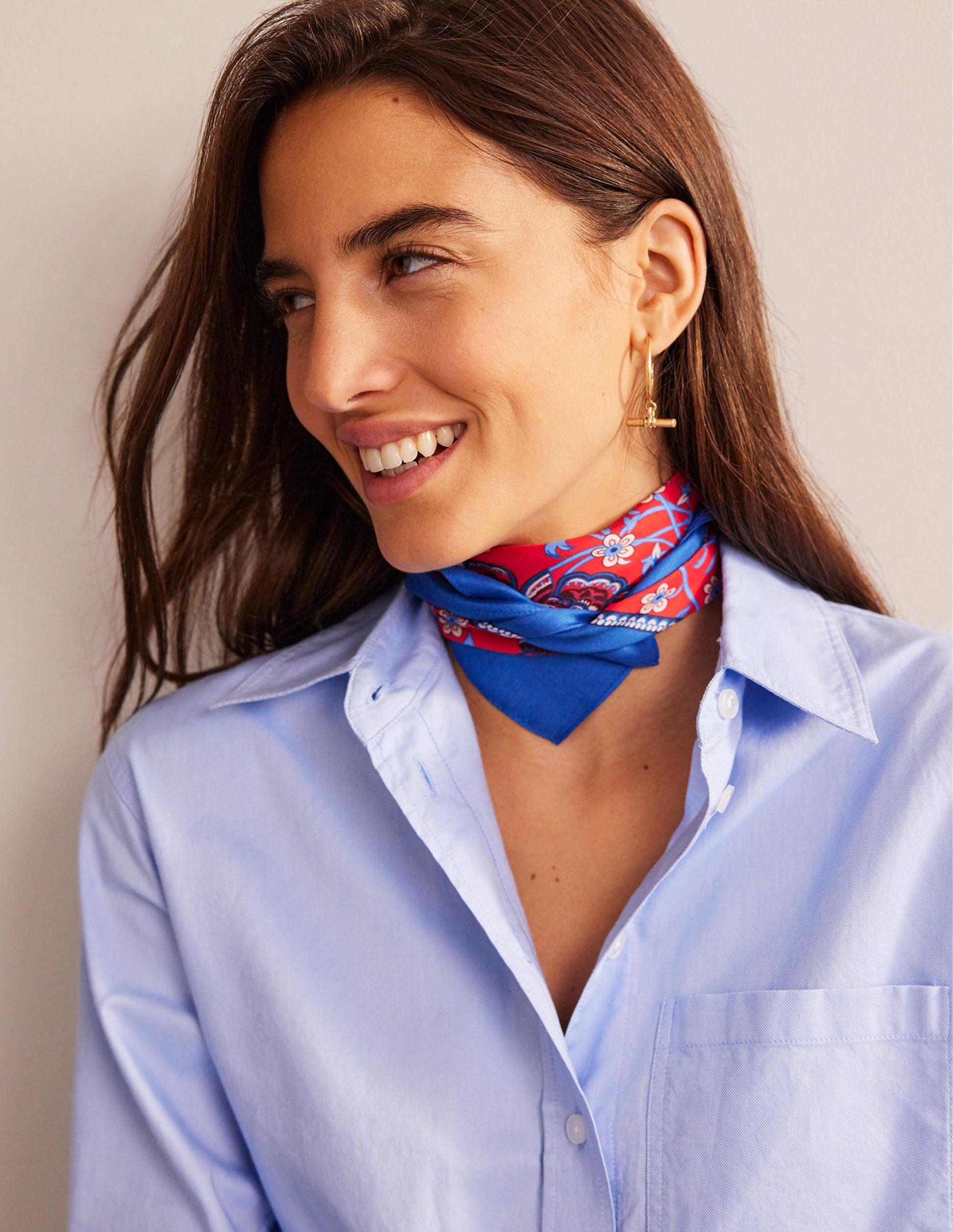 Silk Square Scarf-Hot Pepper, Gardenia Grove-1