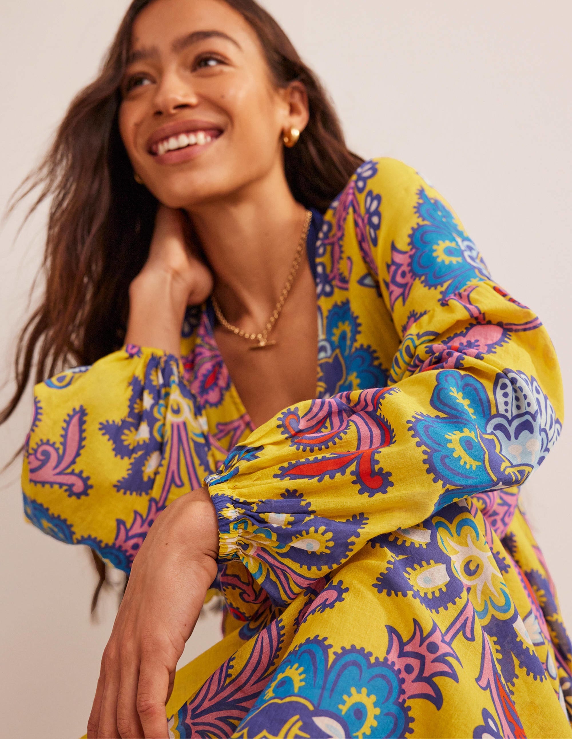 Sarah Maxi Kaftan Dress-Wasp, Meadow - Image 2